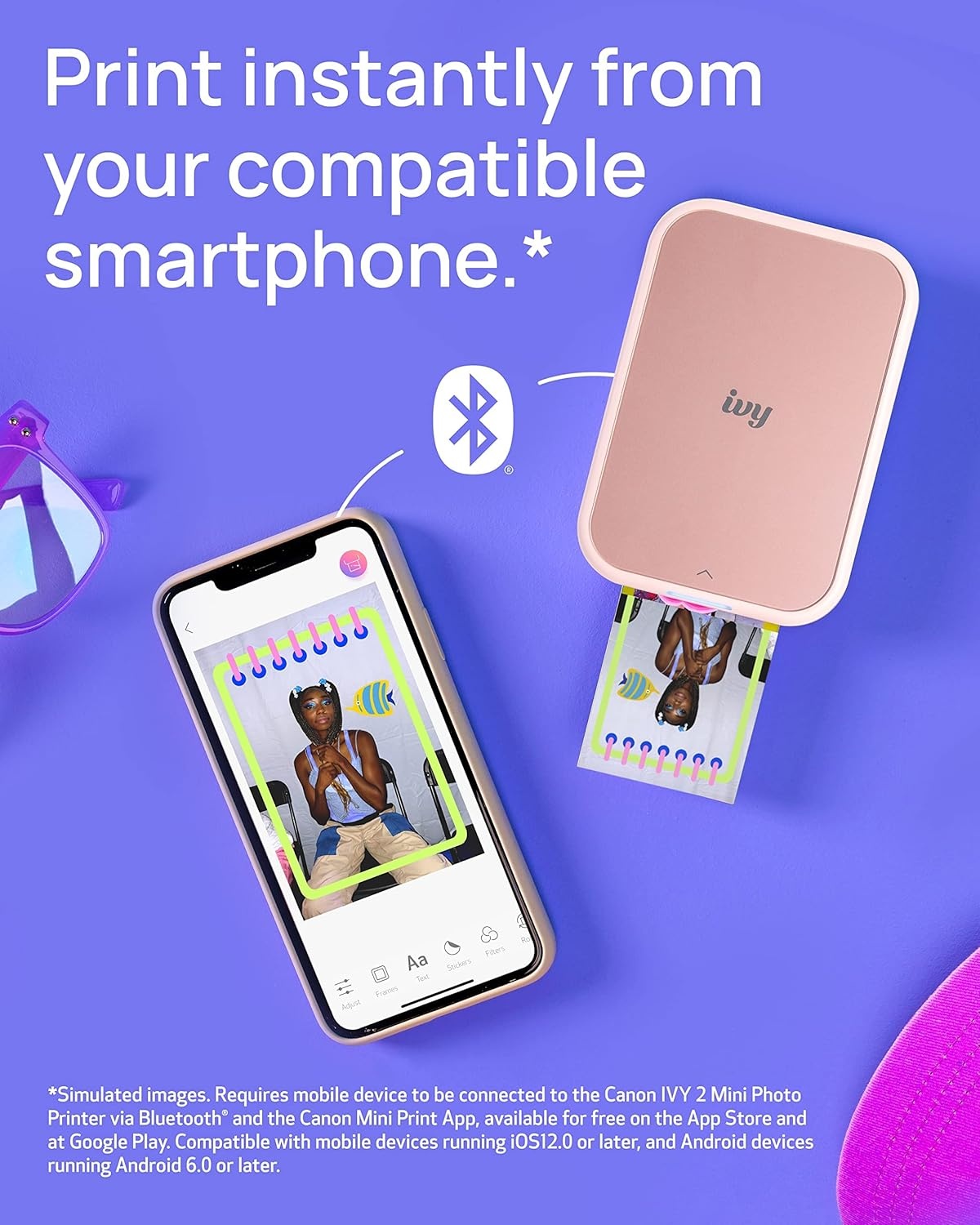 image:imageCanon Ivy 2 Mini Photo Printer Print from Compatible iOS amp Android Devices StickyBack Prints Blush PinkPink
