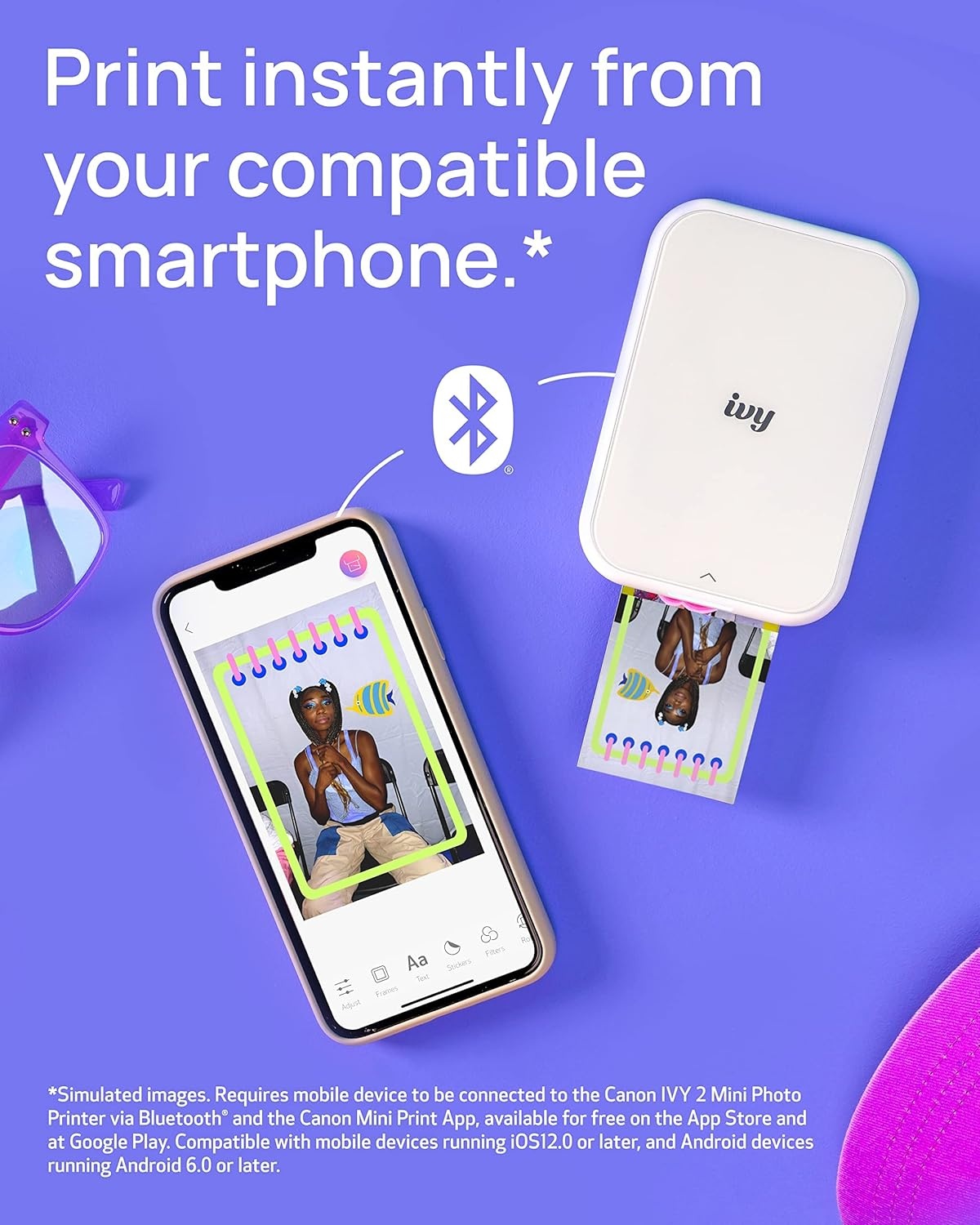 image:imageCanon Ivy 2 Mini Photo Printer Print from Compatible iOS amp Android Devices StickyBack Prints Blush PinkWhite