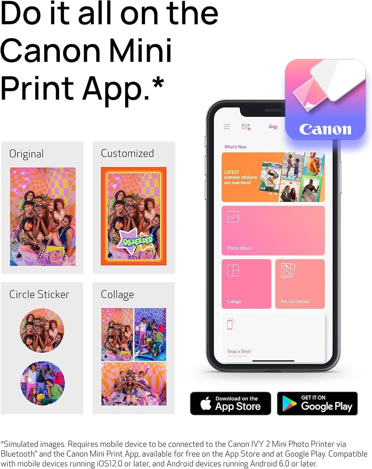 image:imageCanon Ivy 2 Mini Photo Printer Print from Compatible iOS amp Android Devices StickyBack Prints Blush PinkWhite