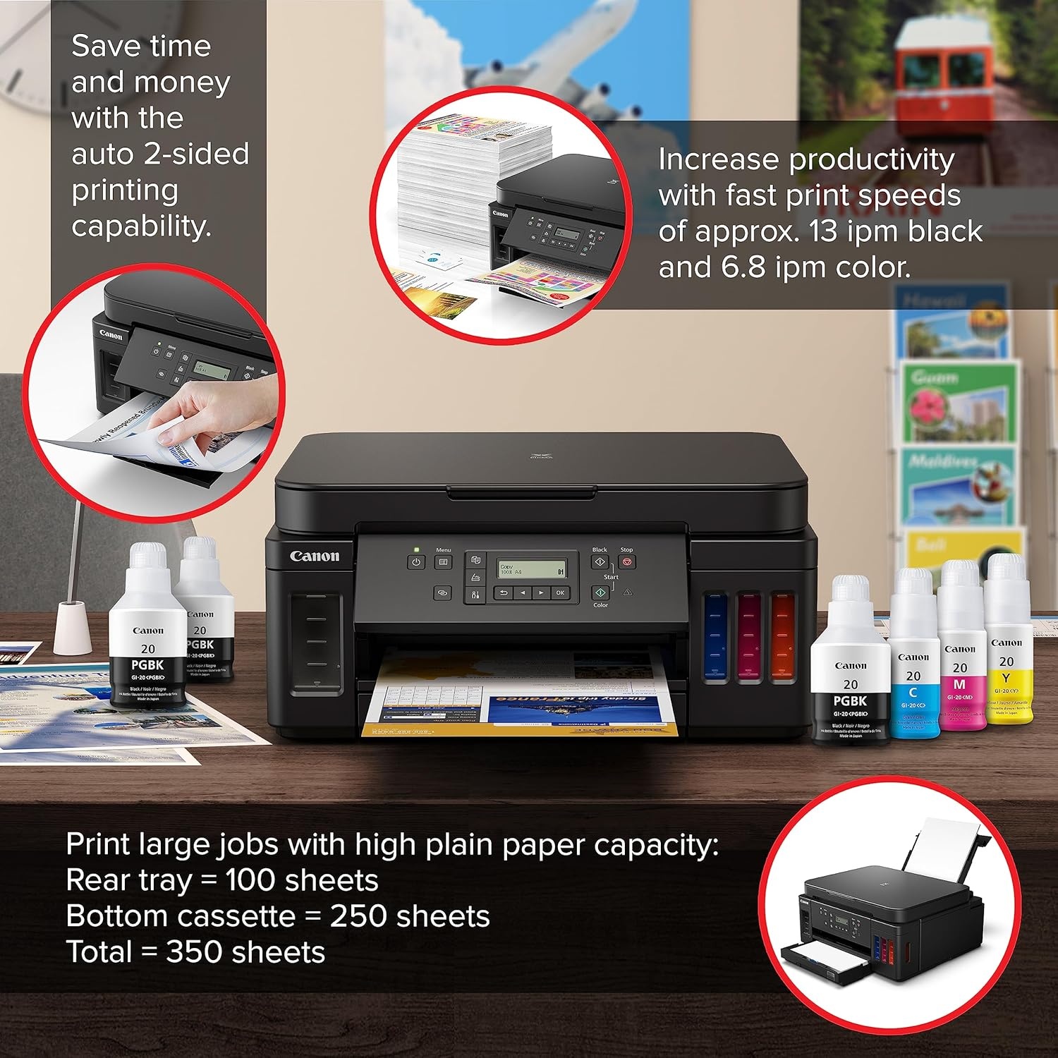 image:imageCanon PIXMA G6020 AllinOne Supertank Wireless Megatank Printer Copier and Scan with Mobile Printing Black Works with AlexaHome office Printer