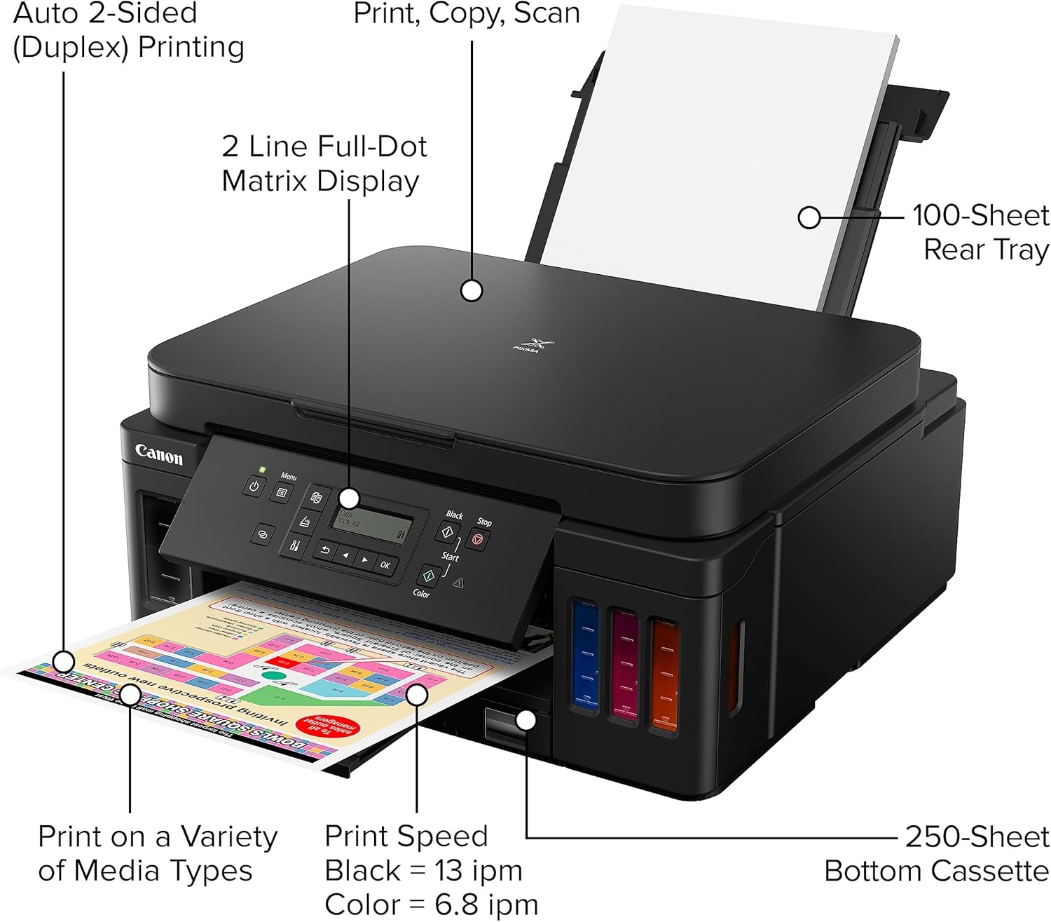 image:imageCanon PIXMA G6020 AllinOne Supertank Wireless Megatank Printer Copier and Scan with Mobile Printing Black Works with AlexaHome office Printer