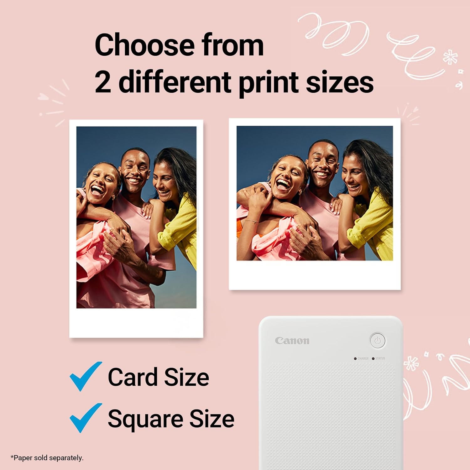 image:imageCanon SELPHY QX20 Wireless Compact Photo Printer DyeSublimation Color Printing Prints 21x3427x27 Card amp Square Sizes Builtin Battery amp WiFi Portable Travel amp Selfie Printer WhiteWhite