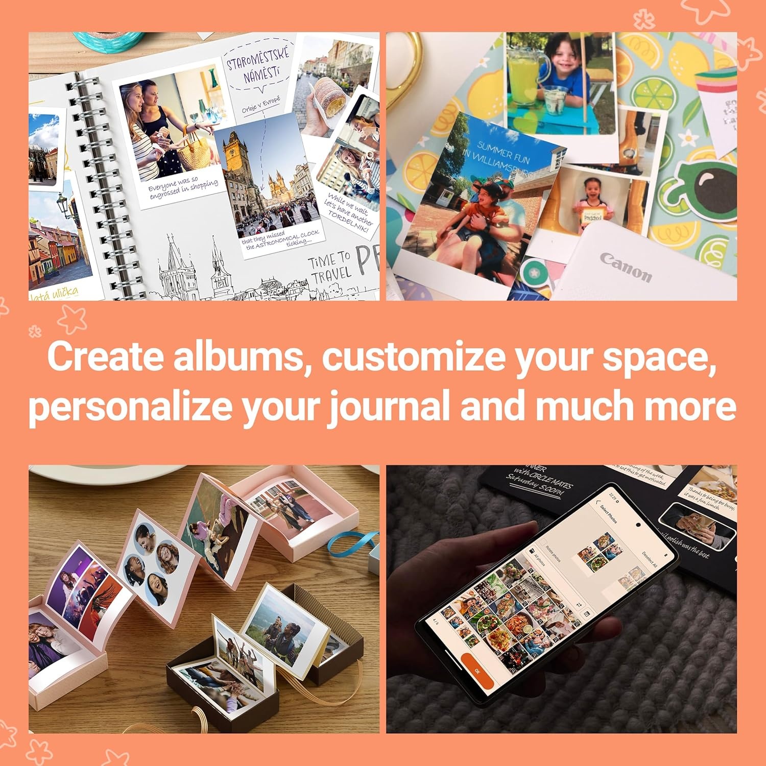 image:imageCanon SELPHY QX20 Wireless Compact Photo Printer DyeSublimation Color Printing Prints 21x3427x27 Card amp Square Sizes Builtin Battery amp WiFi Portable Travel amp Selfie Printer WhiteWhite