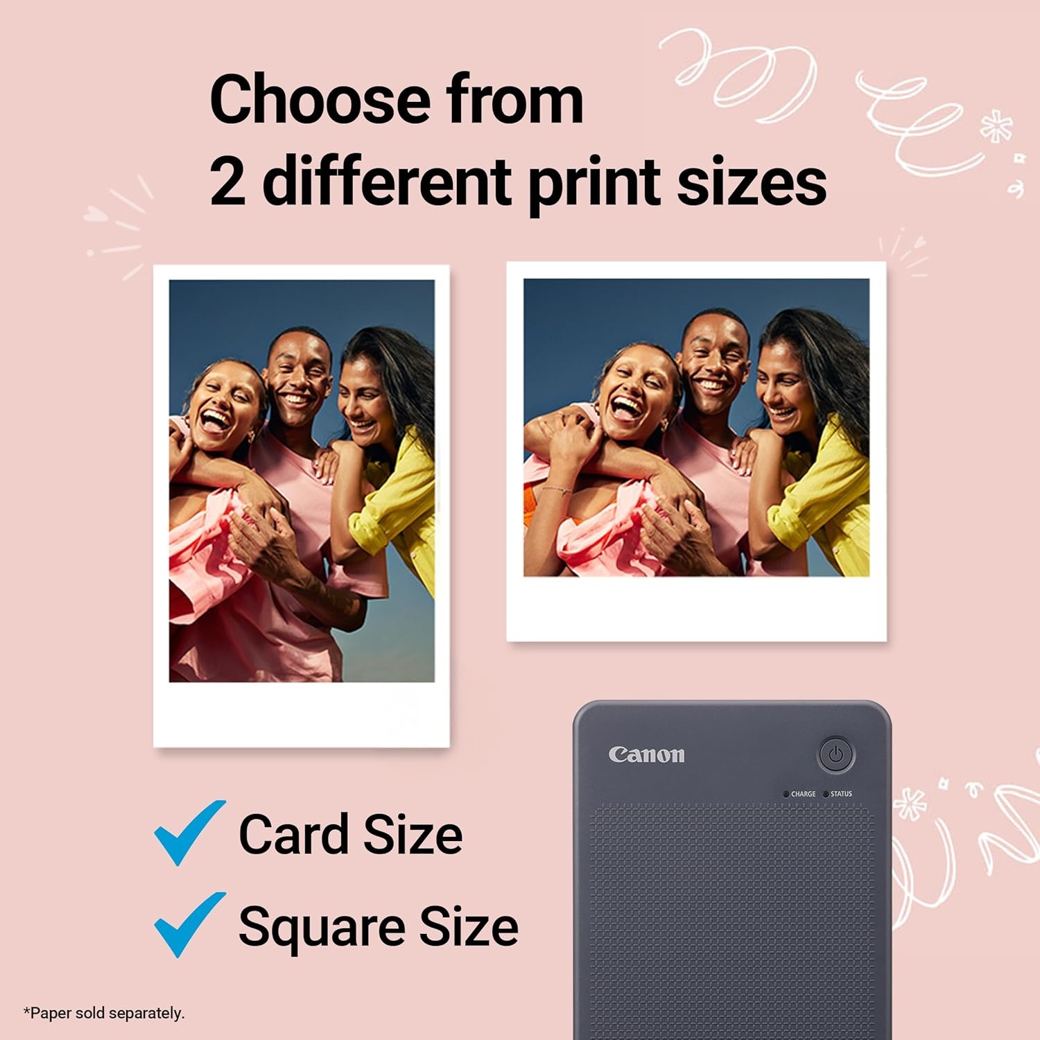 image:imageCanon SELPHY QX20 Wireless Compact Photo Printer DyeSublimation Color Printing Prints 21x3427x27 Card amp Square Sizes Builtin Battery amp WiFi Portable Travel amp Selfie Printer WhiteDark Gray
