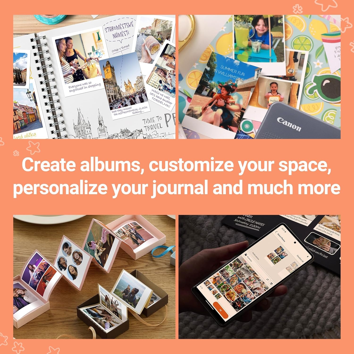 image:imageCanon SELPHY QX20 Wireless Compact Photo Printer DyeSublimation Color Printing Prints 21x3427x27 Card amp Square Sizes Builtin Battery amp WiFi Portable Travel amp Selfie Printer WhiteDark Gray