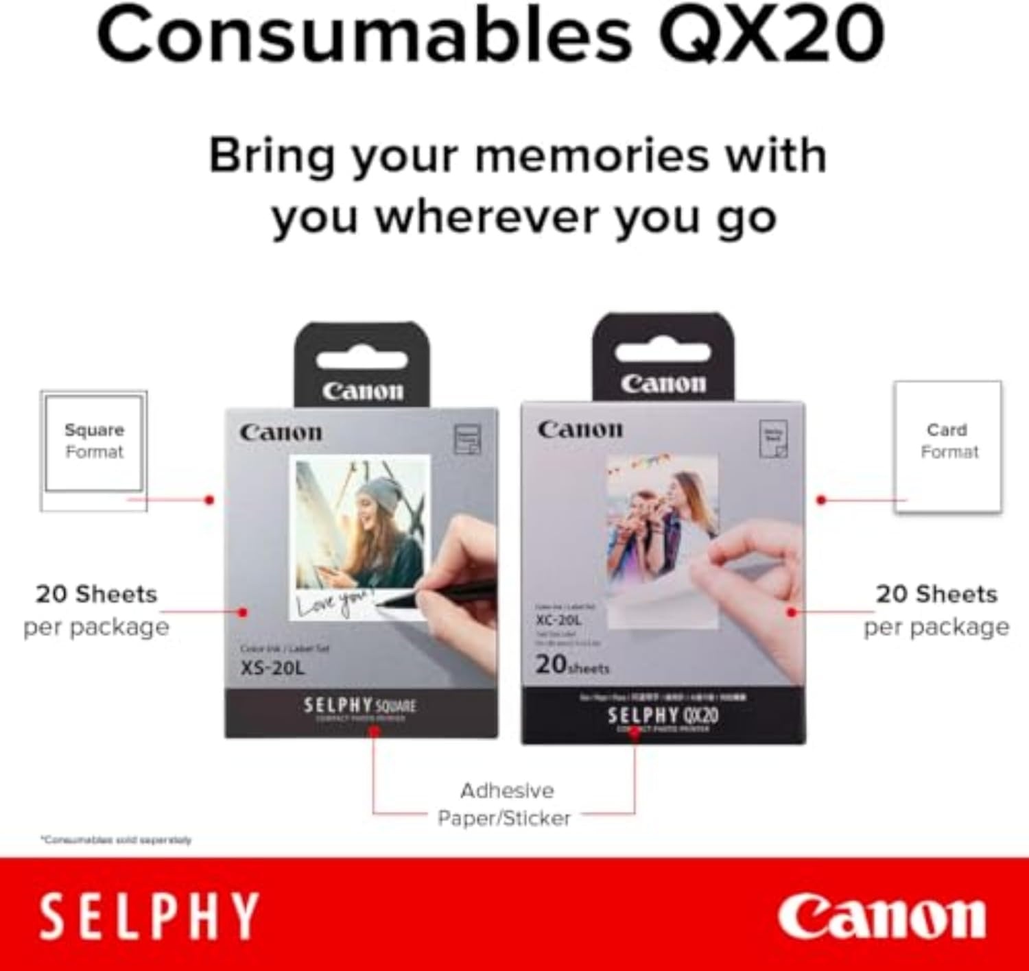 image:imageCanon XC20L Color InkPaper Set for SELPHY QX20 Photo Printer 20 SheetsXC Card Size