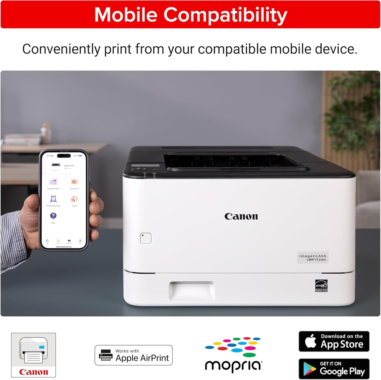 image:imageCanon imageCLASS LBP172dw Monochrome Duplex Wireless Laser Printer Single Function Home Office Mobile Ready 1 Year Limited Warranty 35 PPM WhiteWhite printer 35 ppm