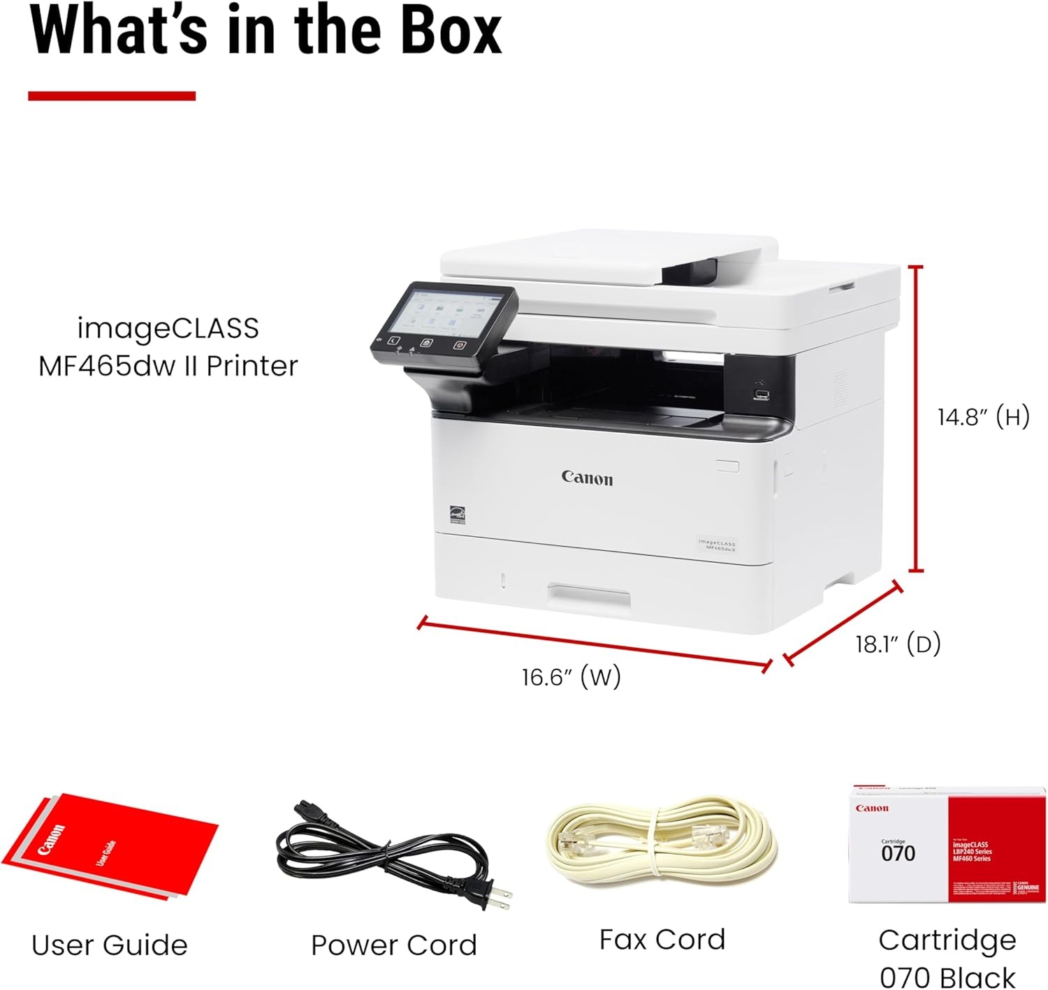 image:imageCanon imageCLASS MF465dw Monochrome Duplex Wireless Laser Printer AllinOne with Scanner Copier Fax Home or Office Auto Document Feeder Mobile Ready 3 Year Limited Warranty 42 PPM WhiteNew Model