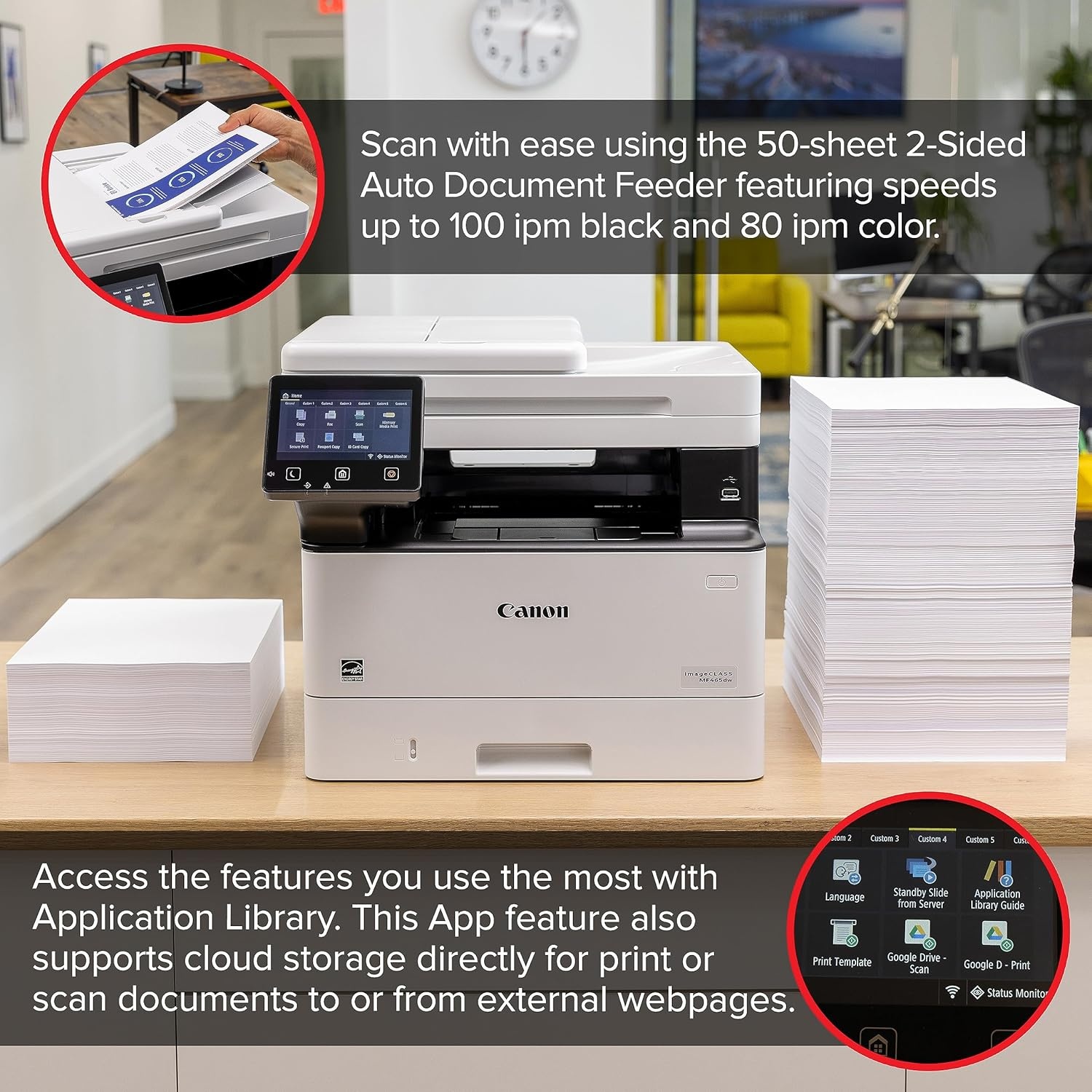 image:imageCanon imageCLASS MF465dw Monochrome Duplex Wireless Laser Printer AllinOne with Scanner Copier Fax Home or Office Auto Document Feeder Mobile Ready 3 Year Limited Warranty 42 PPM WhiteOld Model