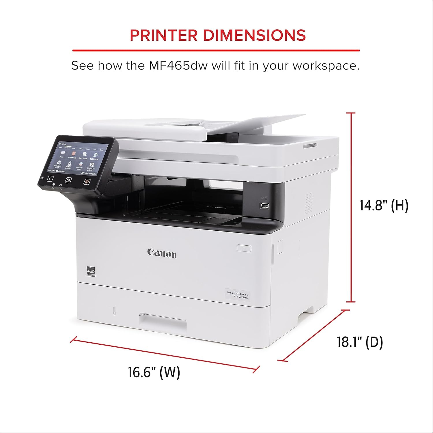 image:imageCanon imageCLASS MF465dw Monochrome Duplex Wireless Laser Printer AllinOne with Scanner Copier Fax Home or Office Auto Document Feeder Mobile Ready 3 Year Limited Warranty 42 PPM WhiteOld Model