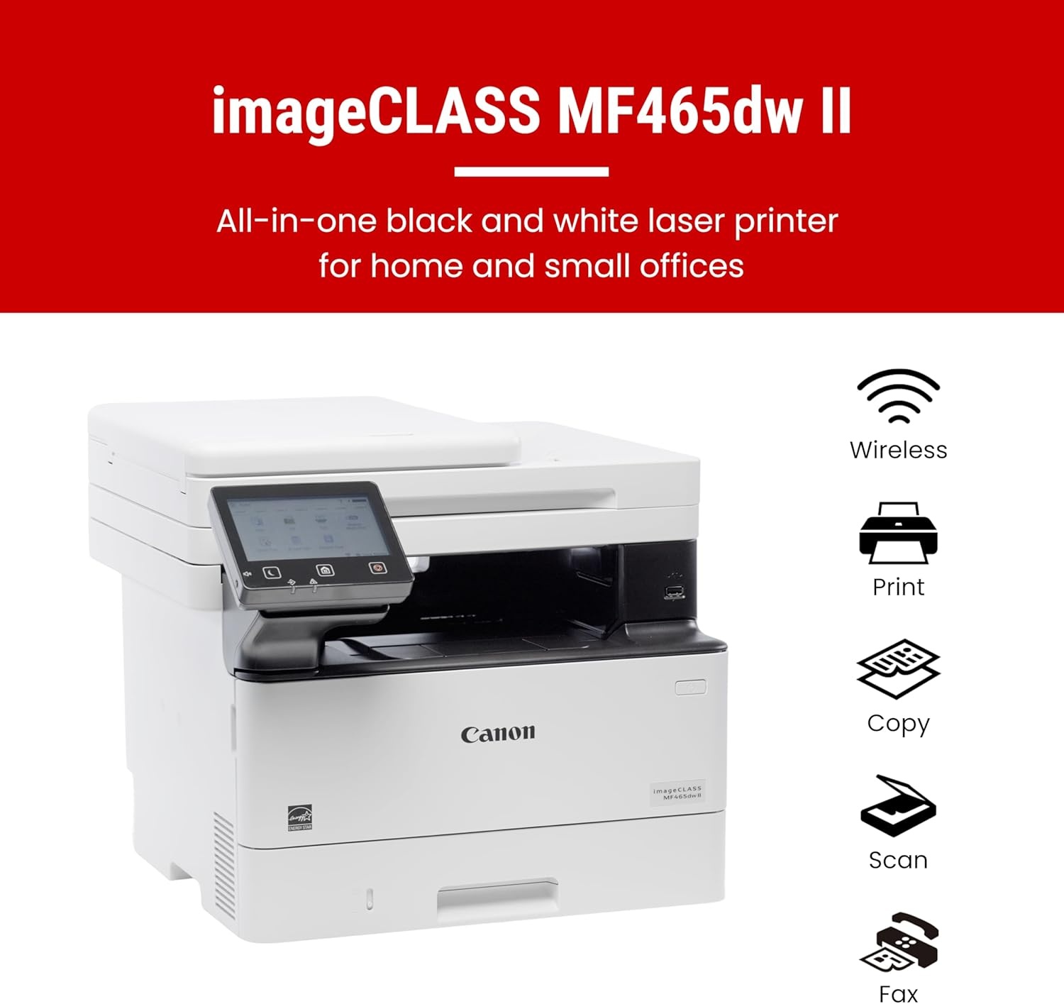 image:imageCanon imageCLASS MF465dw Monochrome Duplex Wireless Laser Printer AllinOne with Scanner Copier Fax Home or Office Auto Document Feeder Mobile Ready 3 Year Limited Warranty 42 PPM WhiteNew Model