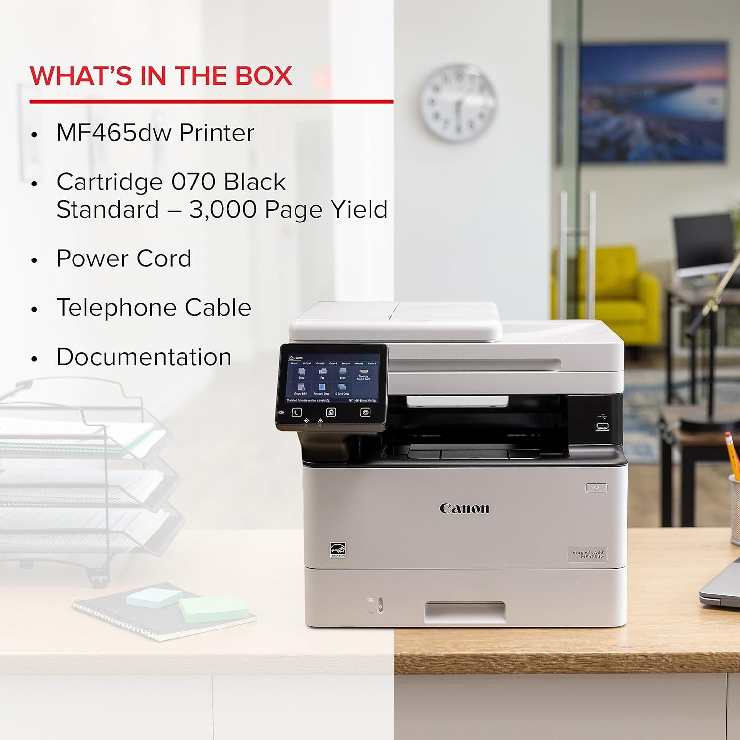 image:imageCanon imageCLASS MF465dw Monochrome Duplex Wireless Laser Printer AllinOne with Scanner Copier Fax Home or Office Auto Document Feeder Mobile Ready 3 Year Limited Warranty 42 PPM WhiteOld Model