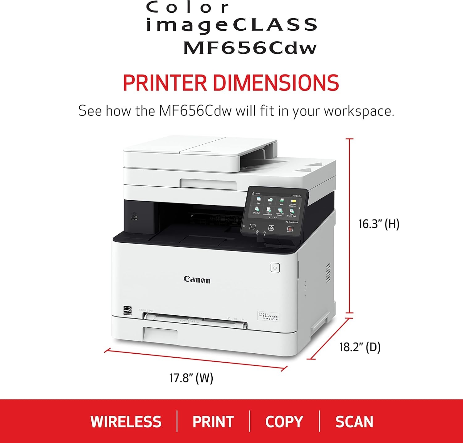 image:imageCanon imageCLASS MF656Cdw Wireless Duplex Color Laser Printer AllinOne with Copier Scanner Fax Auto Document Feeder Mobile Ready 3 Year Limited Warranty 22 PPM WhiteOld Model