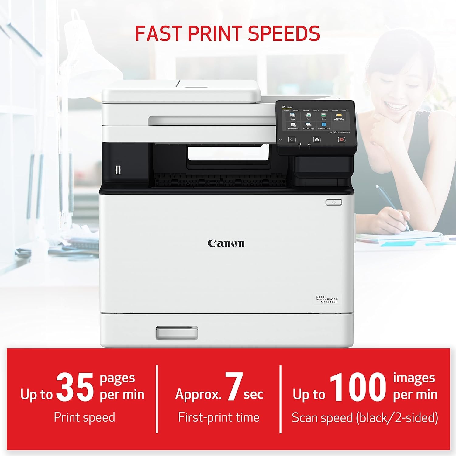 image:imageCanon imageCLASS MF753Cdw Wireless Duplex Color Laser Printer AllinOne with Scanner Copier Fax Auto Document Feeder Mobile Ready 3 Year Limited Warranty 35 PPM WhiteOld Model