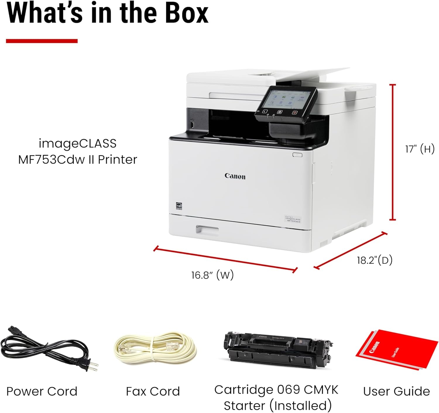image:imageCanon imageCLASS MF753Cdw Wireless Duplex Color Laser Printer AllinOne with Scanner Copier Fax Auto Document Feeder Mobile Ready 3 Year Limited Warranty 35 PPM WhiteNew Model