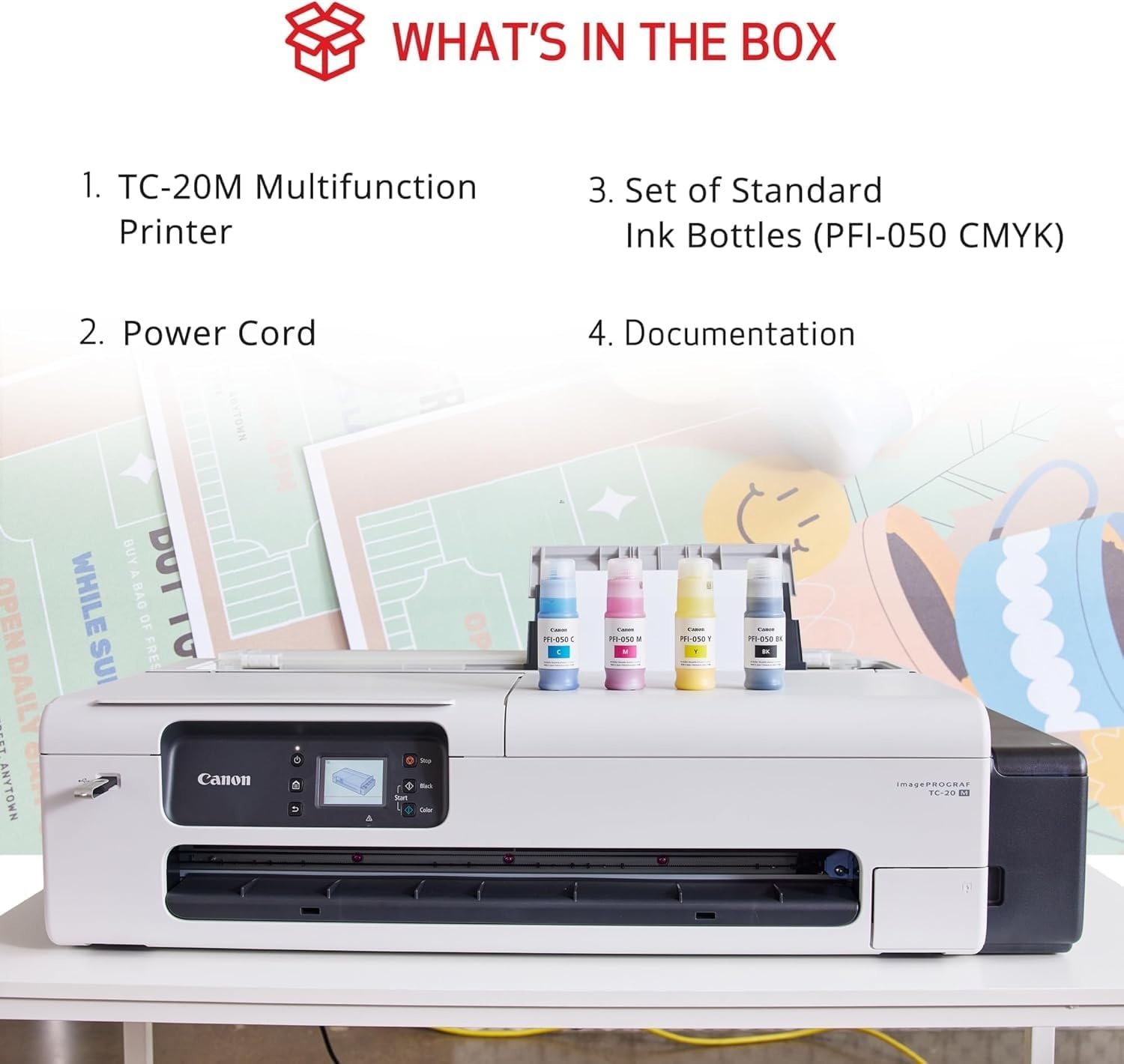 image:imageCanon imagePROGRAF TC20M Multifunction Printer 24 Large Format Poster amp Plotter Printer Automatic Roll amp Cut Sheet Paper Feeder USB WiFi LANWhite