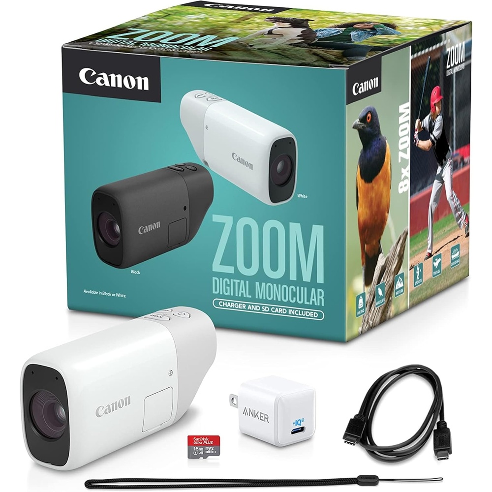 image:imageCanon Zoom Digital Monocular with USB Charger and microSD Card BlackWhite