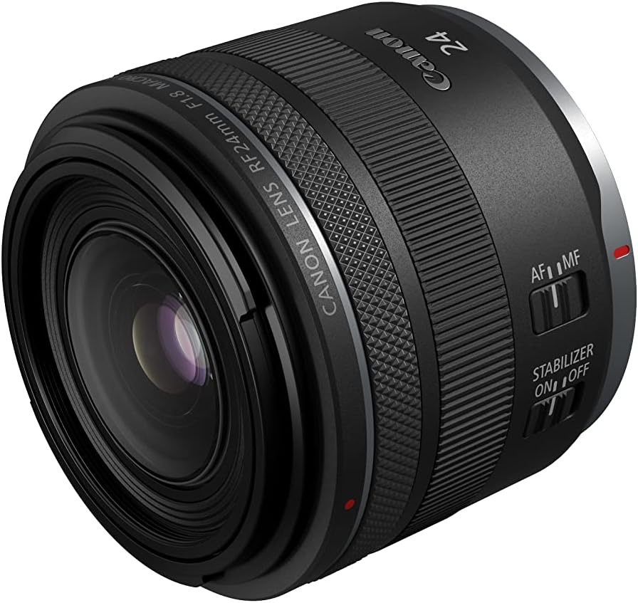 image:imageCanon RF24mm F18 Macro is STM Lens WideAngle Fixed Focal Length Prime Lens Compatible with EOS R Series Mirrorless Cameras Black