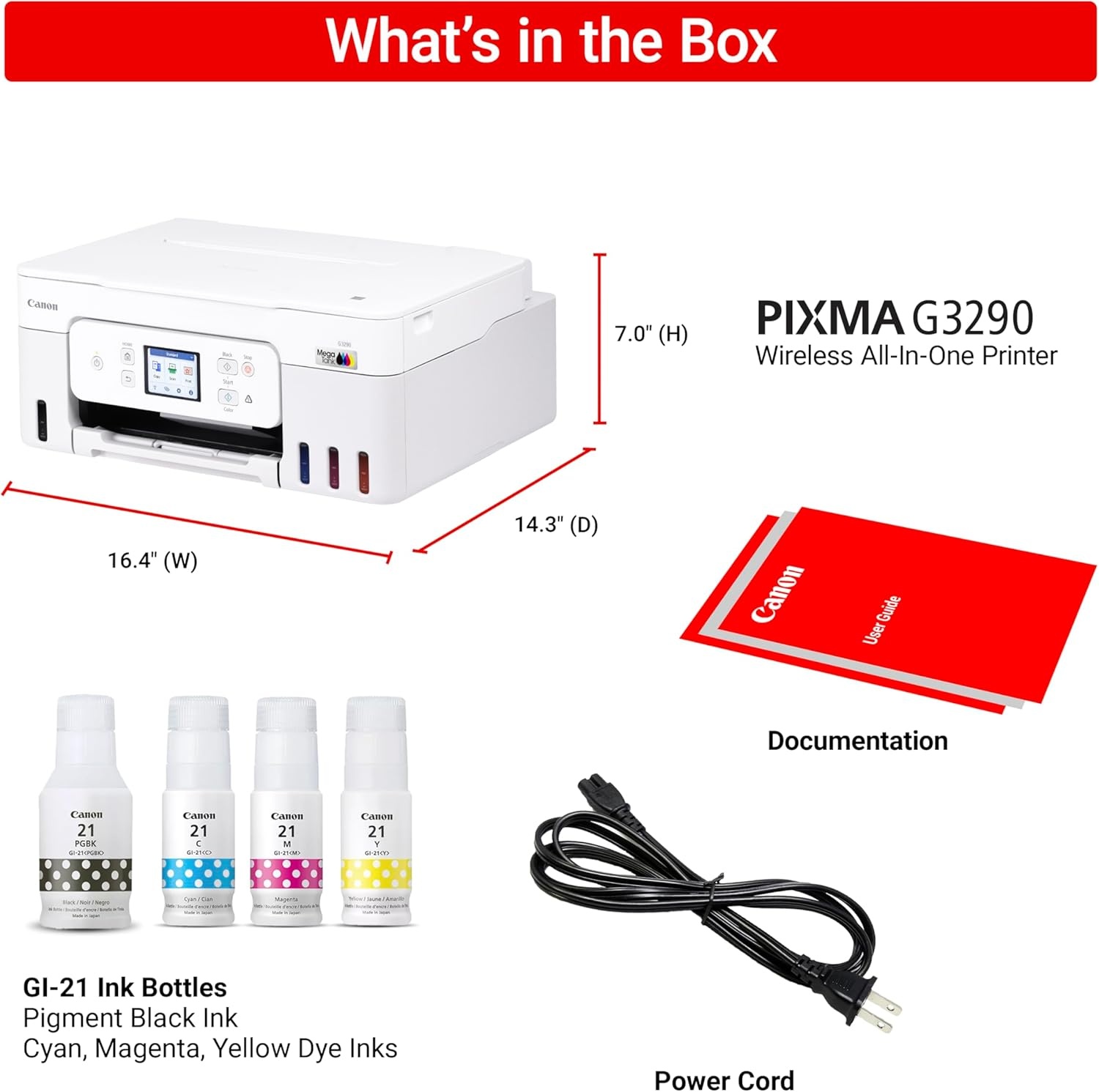 image:imageCanon MegaTank G3270 AllinOne Wireless Inkjet Printer Home Use Print Scan and CopyWhite