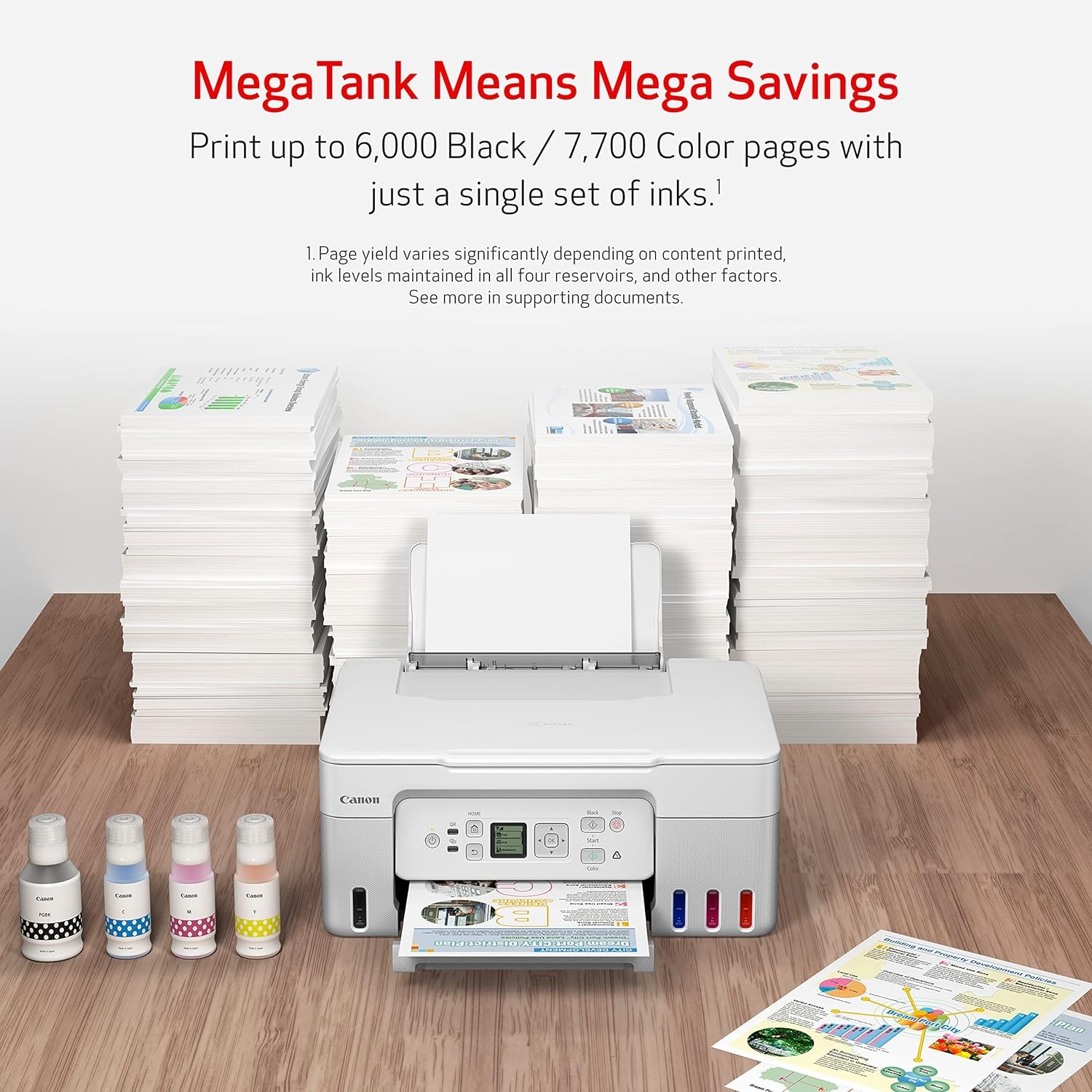 image:imageCanon MegaTank G3270 AllinOne Wireless Inkjet Printer Home Use Print Scan and CopyWhite