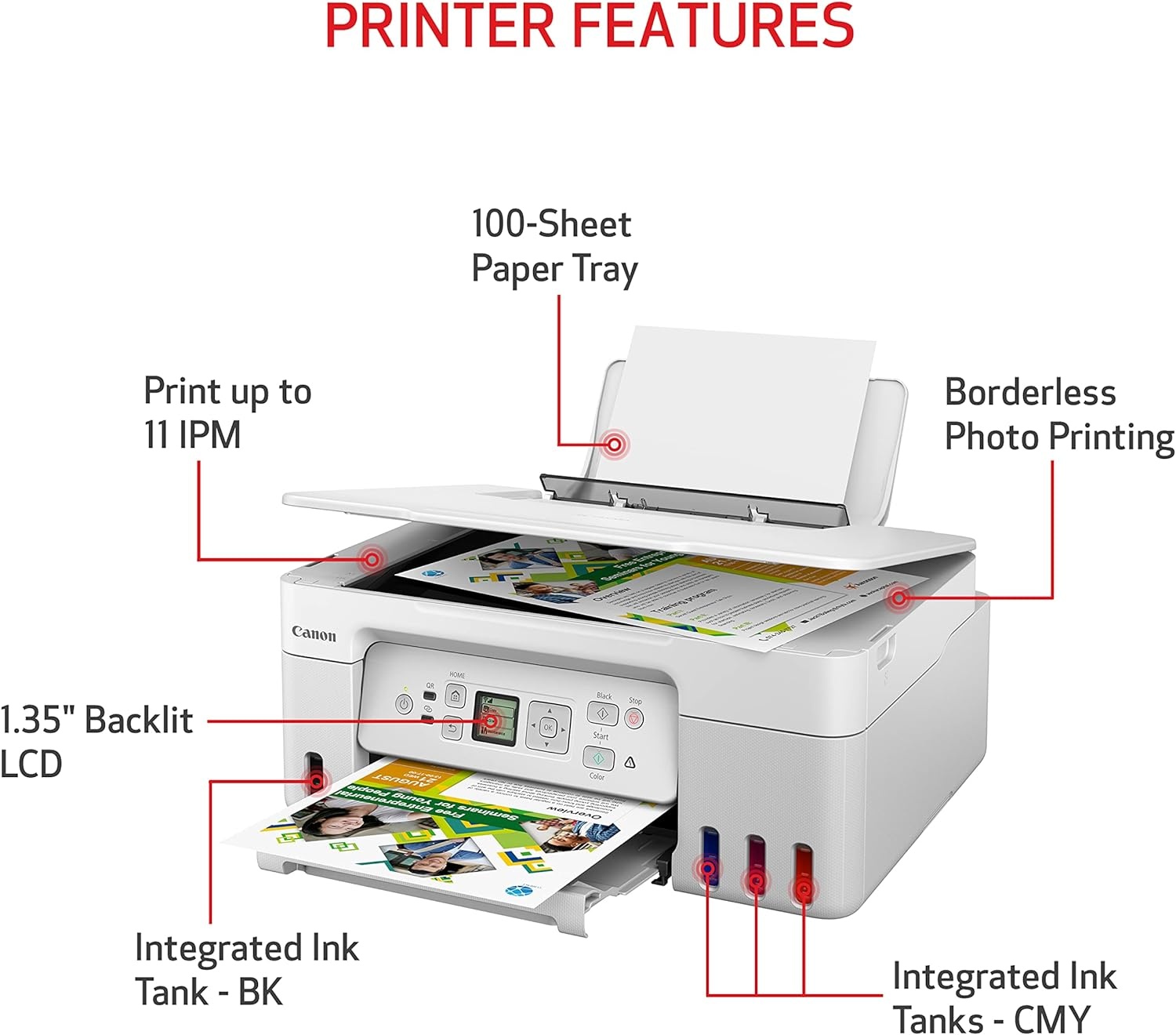 image:imageCanon MegaTank G3270 AllinOne Wireless Inkjet Printer Home Use Print Scan and CopyWhite
