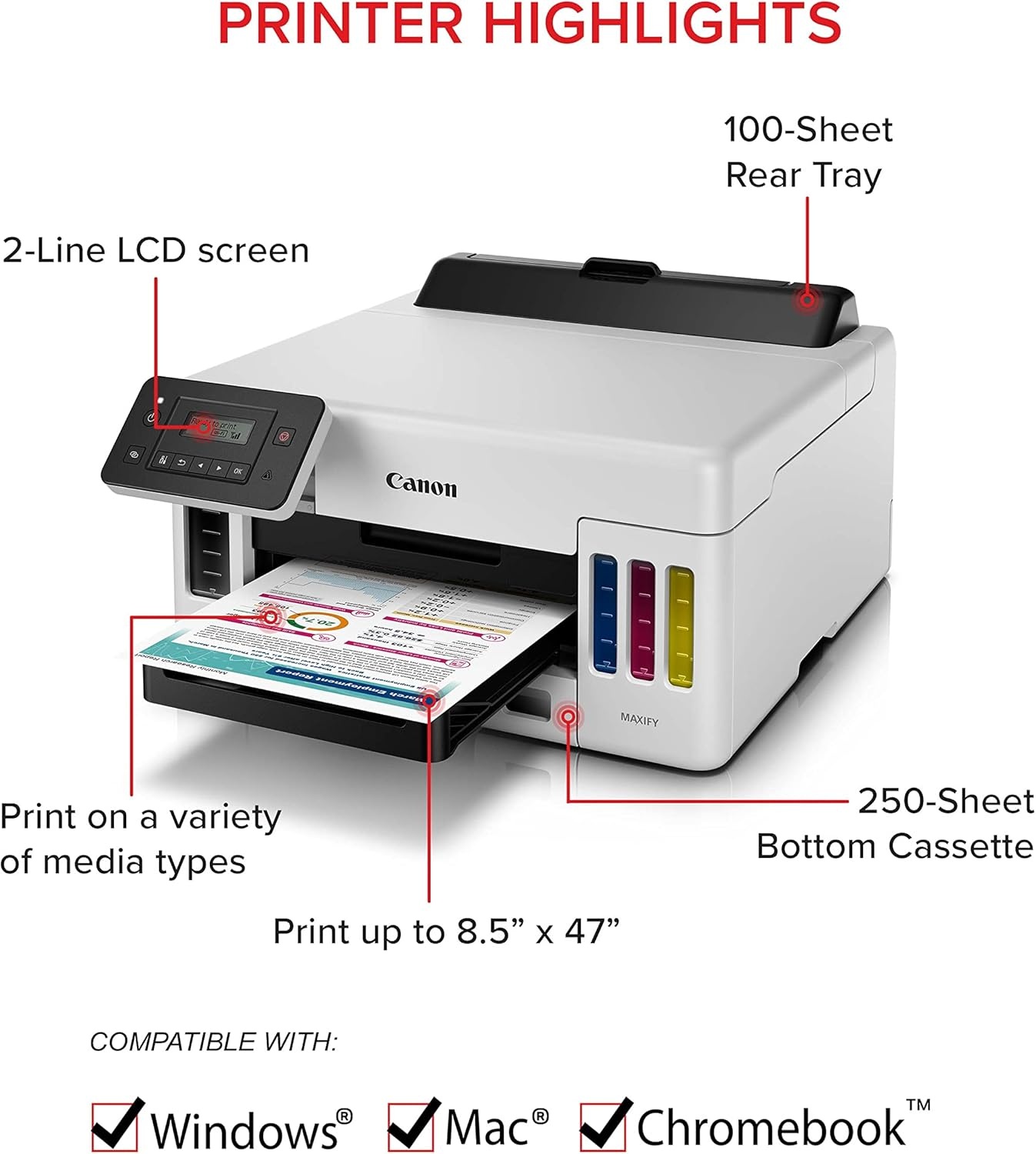 image:imageCanon MegaTank GX5120 Wireless Single Function Printer Print Only for Small Office with Auto 2Sided Printing WhiteOld ModelMegatank GX5020