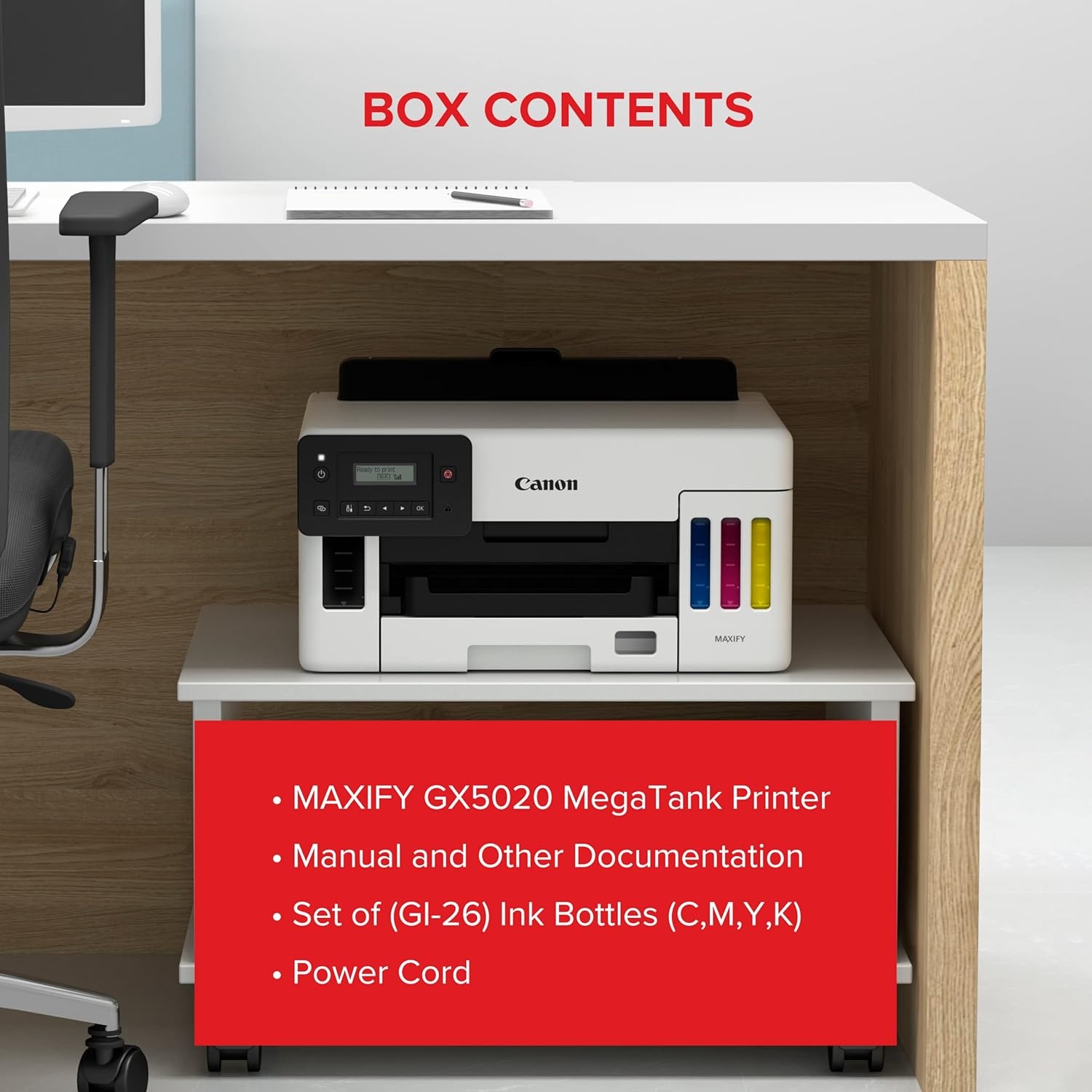 image:imageCanon MegaTank GX5120 Wireless Single Function Printer Print Only for Small Office with Auto 2Sided Printing WhiteOld ModelMegatank GX5020