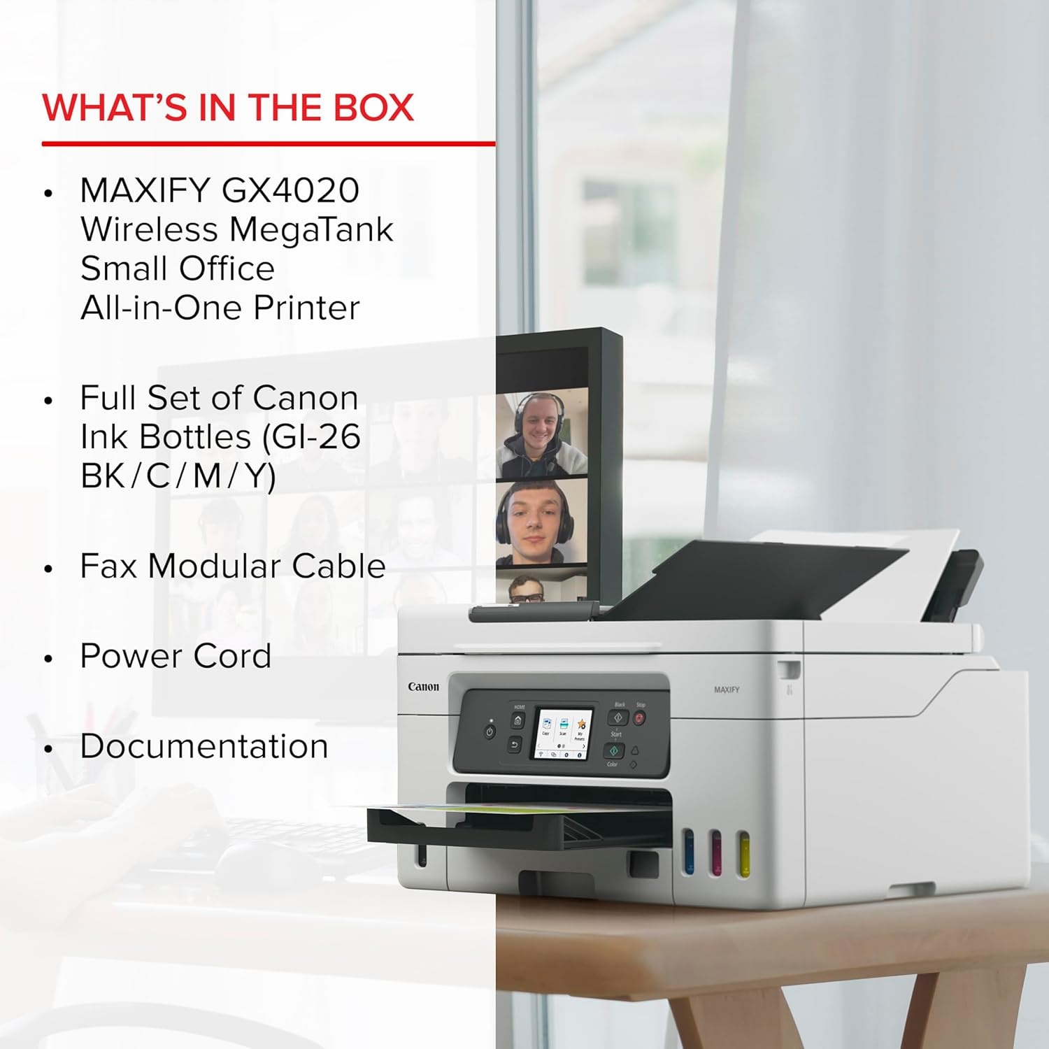 image:imageCanon Megatank GX4020 AllinOne Wireless Supertank Printer with Print Copy Scan and Fax Auto Document Feeder Mobile Printing 27 LCD Touch Screen