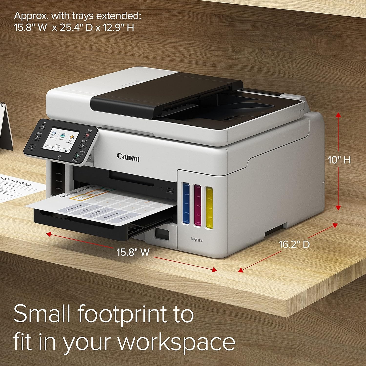image:imageCanon Megatank GX6120 Wireless AllinOne Printer Print Scan and Copy with 27 LCD Touch Screen and Auto Document Feeder WhiteOld ModelMegatank GX6021