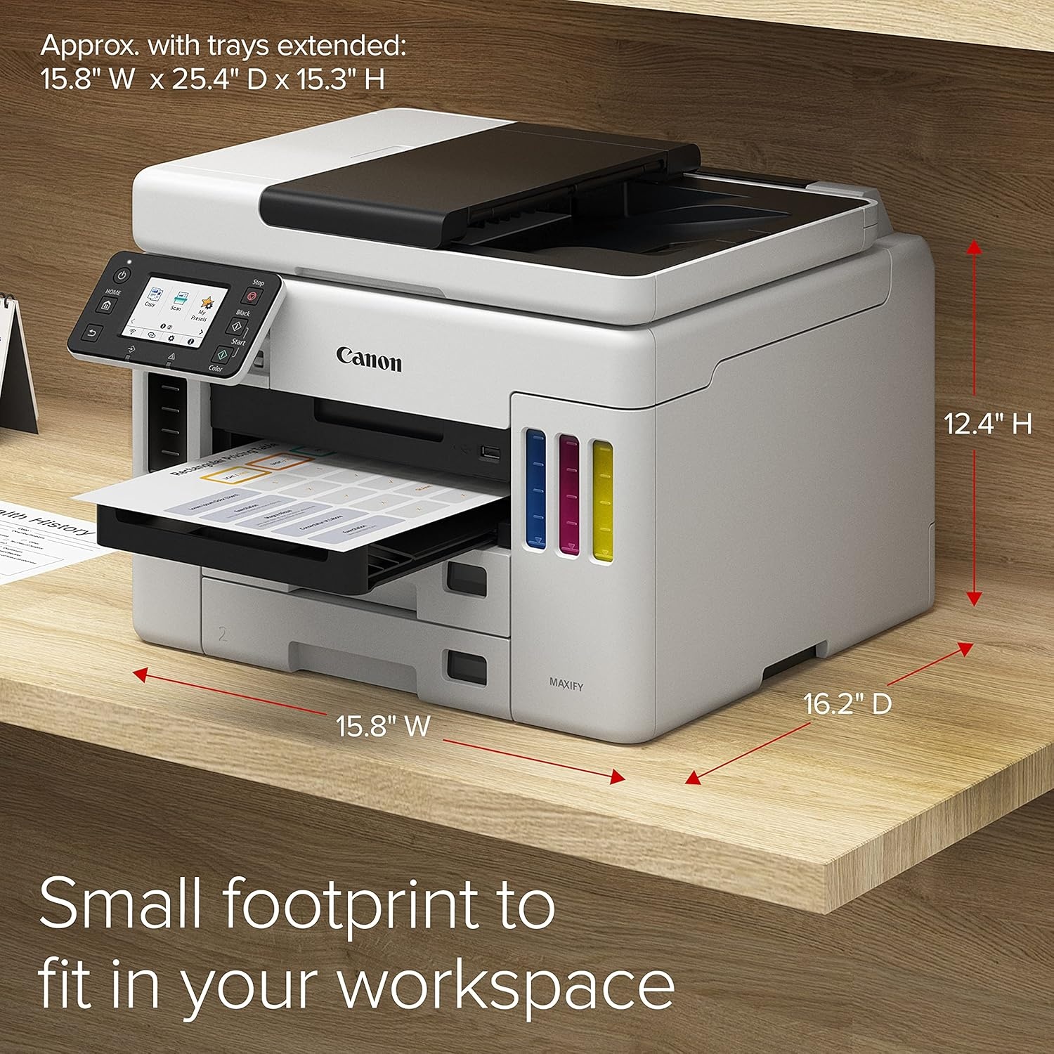 image:imageCanon Megatank GX7120 Wireless AllinOne Printer Print Copy Scan and Fax with 27 LCD Touch Screen and Auto Document Feeder WhiteMegatank GX7021