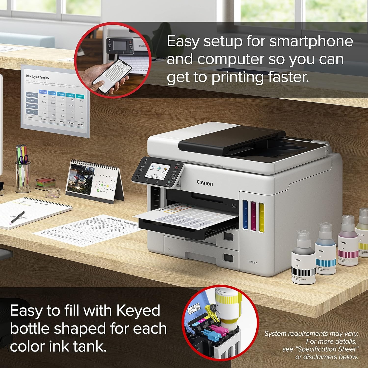 image:imageCanon Megatank GX7120 Wireless AllinOne Printer Print Copy Scan and Fax with 27 LCD Touch Screen and Auto Document Feeder WhiteMegatank GX7021