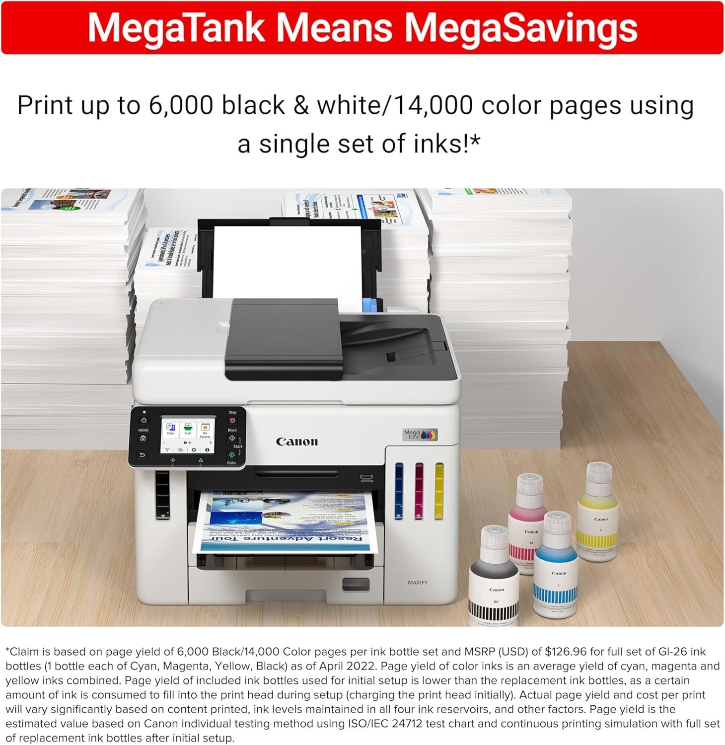 image:imageCanon Megatank GX7120 Wireless AllinOne Printer Print Copy Scan and Fax with 27 LCD Touch Screen and Auto Document Feeder WhiteMegatank GX7120