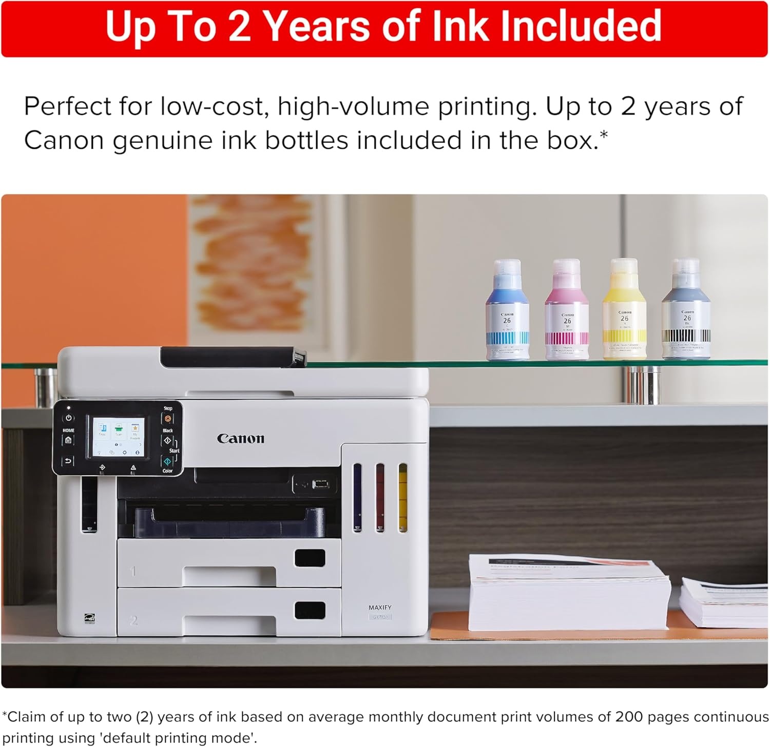 image:imageCanon Megatank GX7120 Wireless AllinOne Printer Print Copy Scan and Fax with 27 LCD Touch Screen and Auto Document Feeder WhiteMegatank GX7120