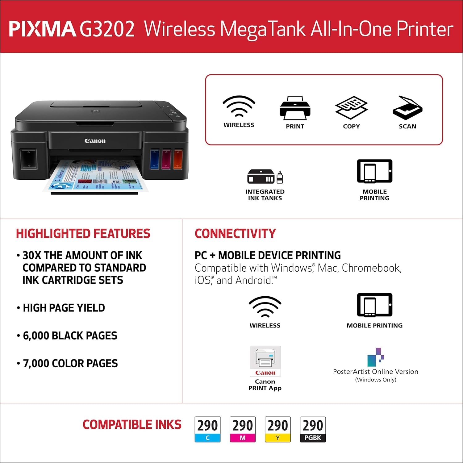 image:imageCanon PIXMA G3202 MegaTank Wireless AllinOne Printer