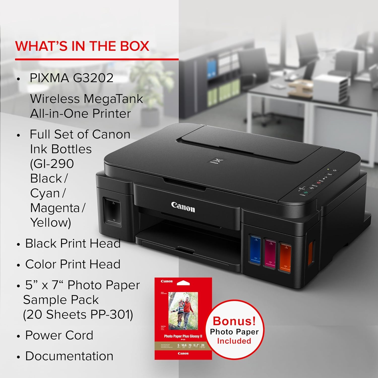 image:imageCanon PIXMA G3202 MegaTank Wireless AllinOne Printer