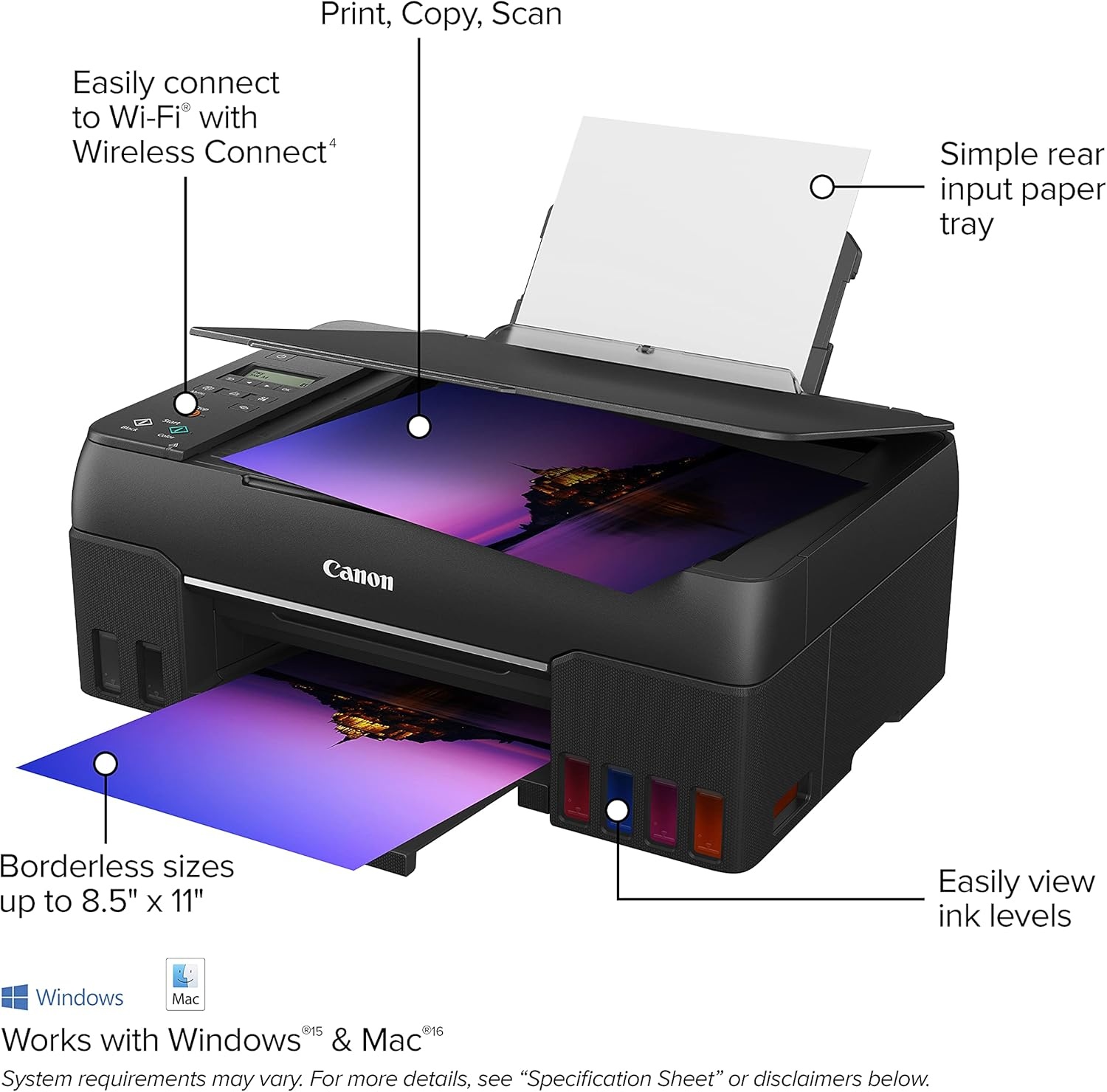 image:imageCanon PIXMA G620 Wireless MegaTank Photo AllinOne Printer Print Copy Scan BlackCompatible with Alexa amp PIXMA TR4720 Wireless Inkjet AllinOne Color Printer Black