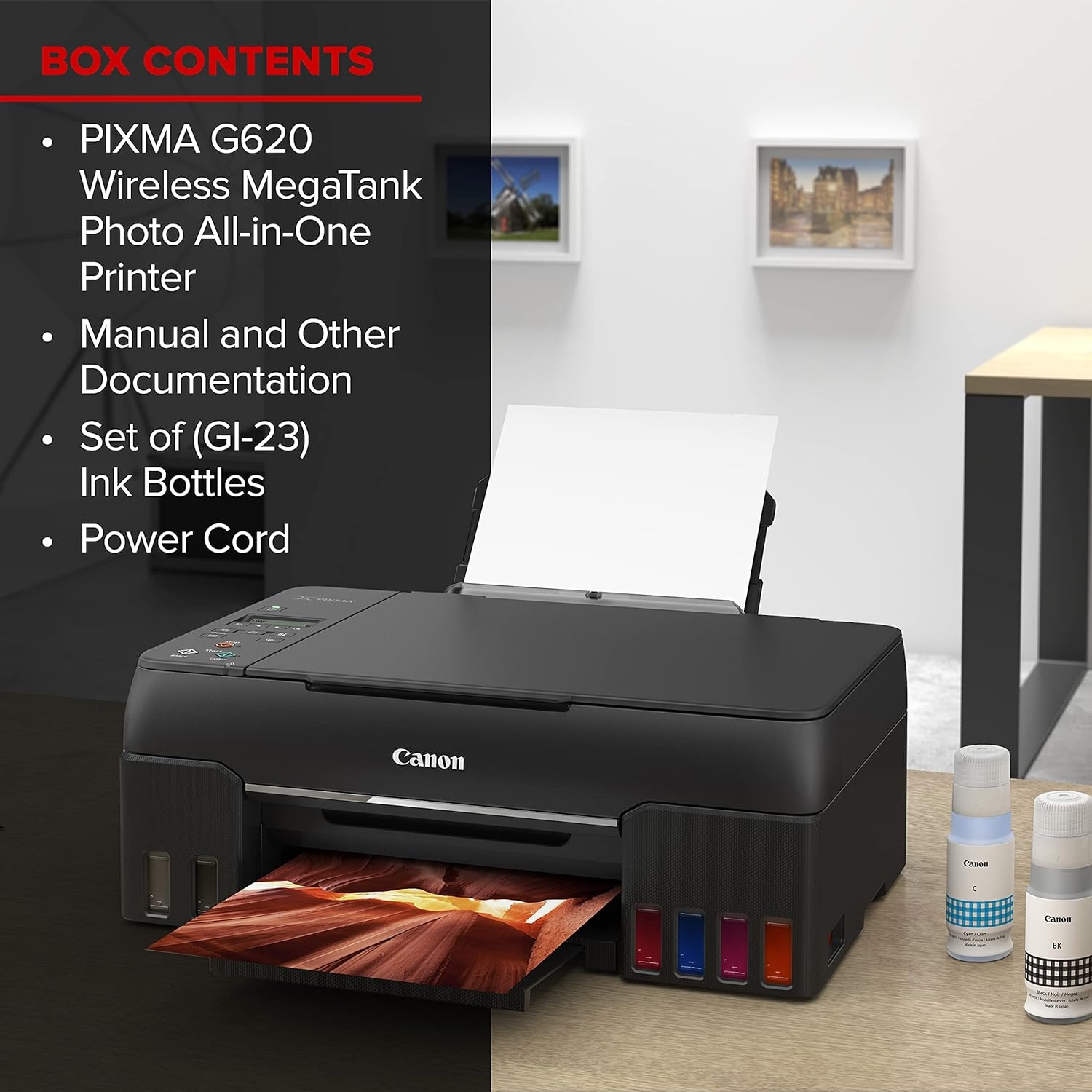image:imageCanon PIXMA G620 Wireless MegaTank Photo AllinOne Printer Print Copy Scan BlackWorks with Alexa