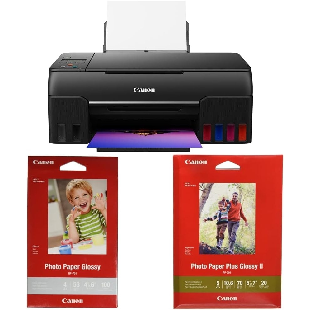 image:imageCanon PIXMA G620 Wireless MegaTank Photo AllinOne Printer amp CanonInk Glossy Photo Paper 4x 6 100 Sheets 1433C001 amp CanonInk 1432C002 Photo Paper Plus Glossy II 5 x 7 20