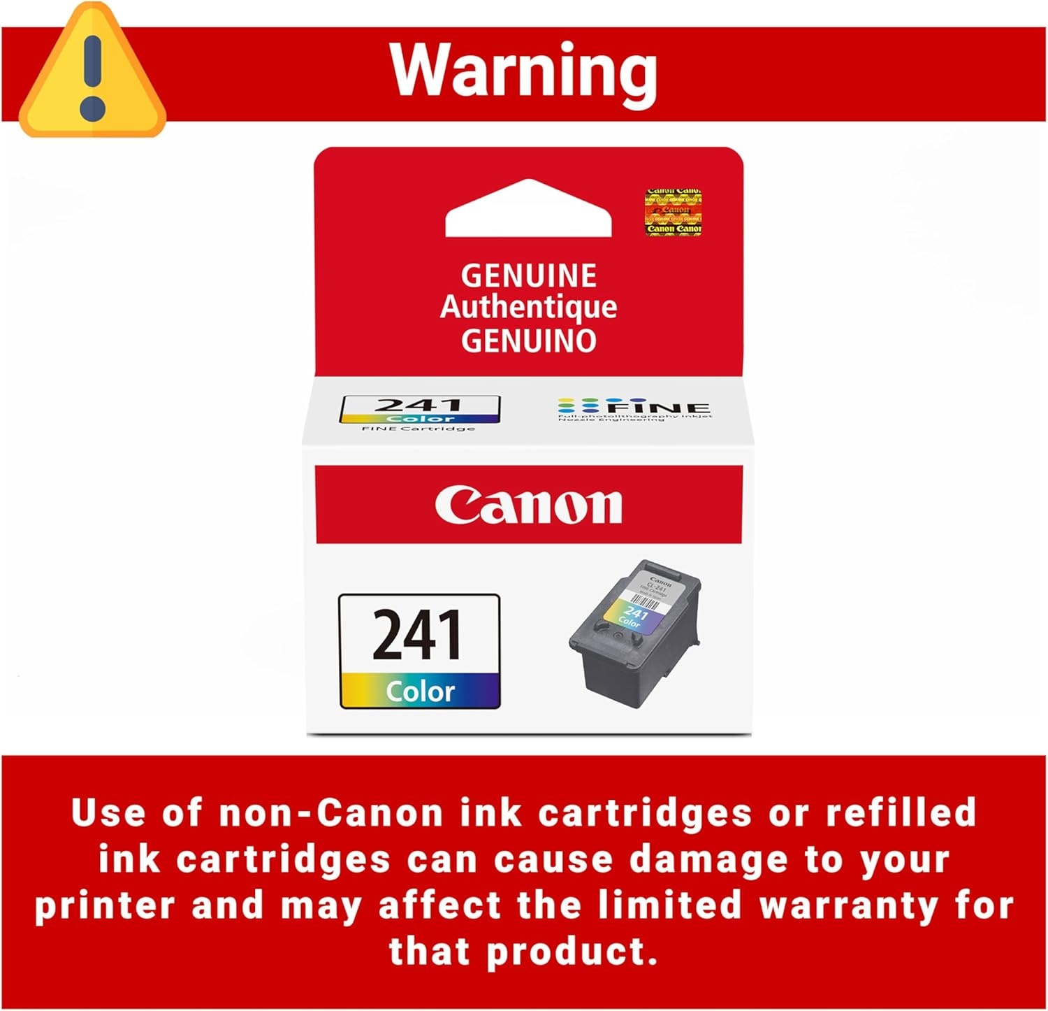 image:imageCanon CL241 Genuine Color Ink Cartridge Compatible with MG212031204120 MX512432472372392522532452 MG22203220422035203620 TS5120CL241 Color Pack of 2