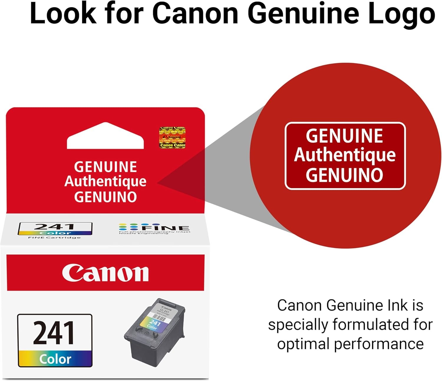 image:imageCanon CL241 Genuine Color Ink Cartridge Compatible with MG212031204120 MX512432472372392522532452 MG22203220422035203620 TS5120CL241 Color Pack of 2