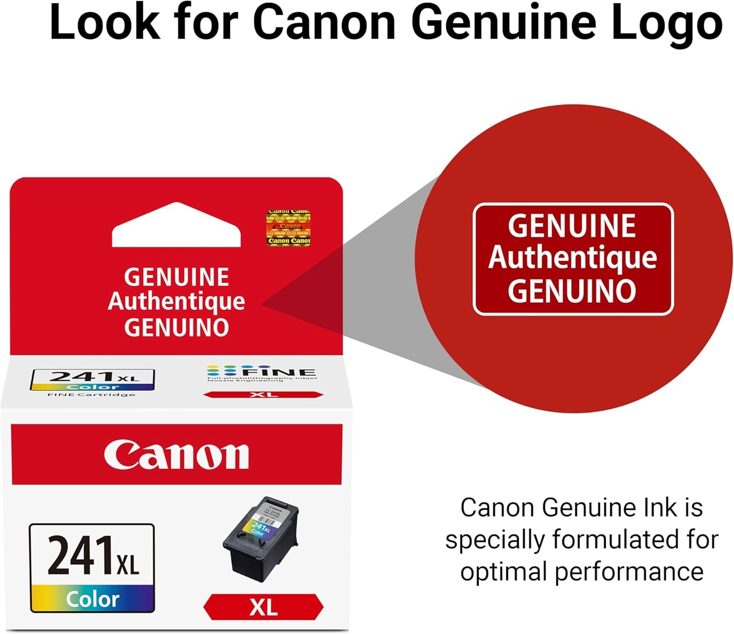 image:imageCanon CL241 XL Genuine Color Ink Cartridge Compatible with MG212031204120 MX512432472372392522532452 MG22203220422035203620 TS51201 Size Pack of 2