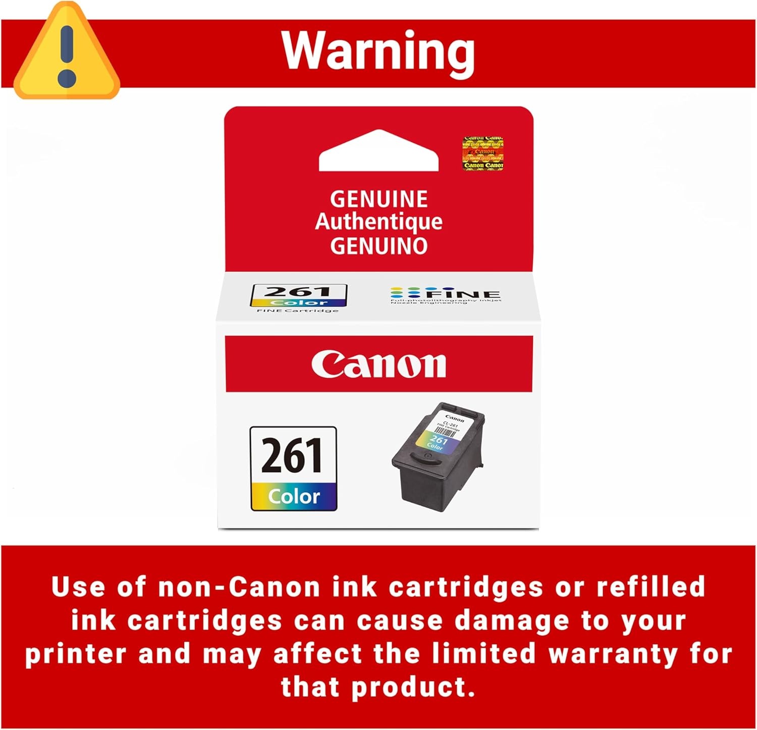 image:imageCanon CL261 Genuine Color Ink Cartridge Compatible with TS532064206420aTR70207020aMulti