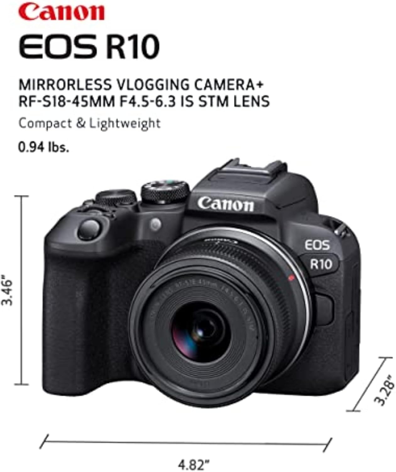image:imageCanon EOS R10 Mirrorless Camera with RFS 1845mm Lens KitR10 1845 IS STM