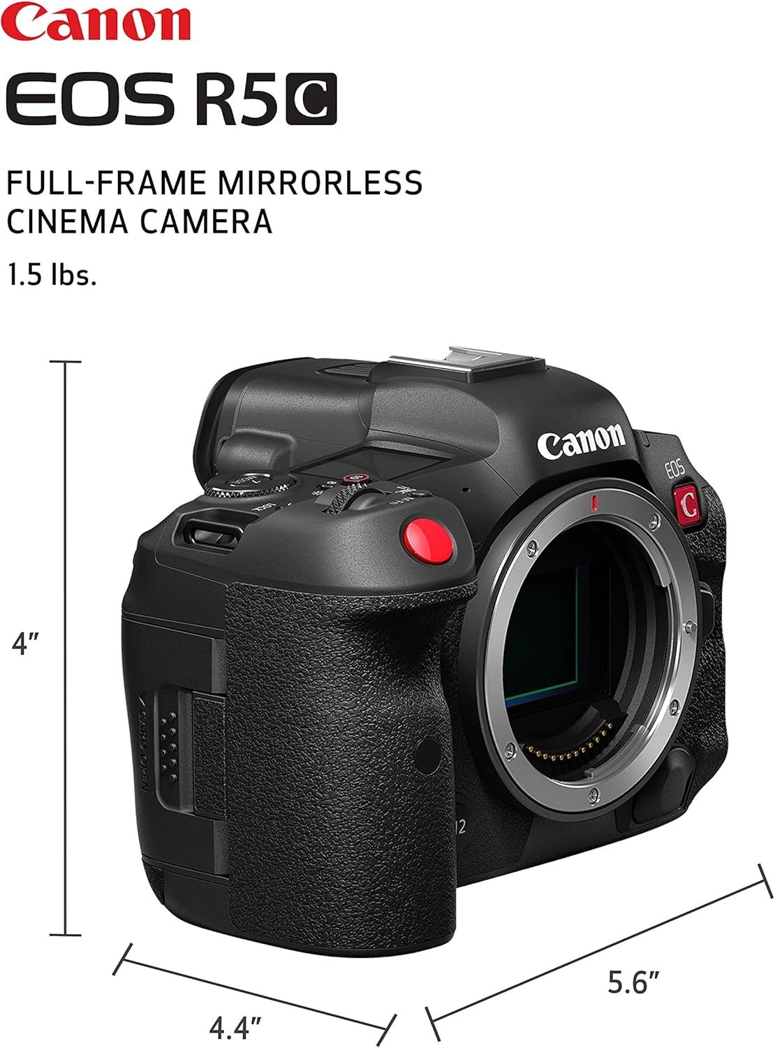 image:imageCanon EOS R5 C RF24105mm F4 L is USM Lens Kit 8K60P FF Sensor Pro CinemaPhoto Camera RF Mount Internal RAW 8K HDMI RAW Out 4K2K Oversampling Compact Lightweight Design Dual Pixel CMOS AFR5 C Body Only