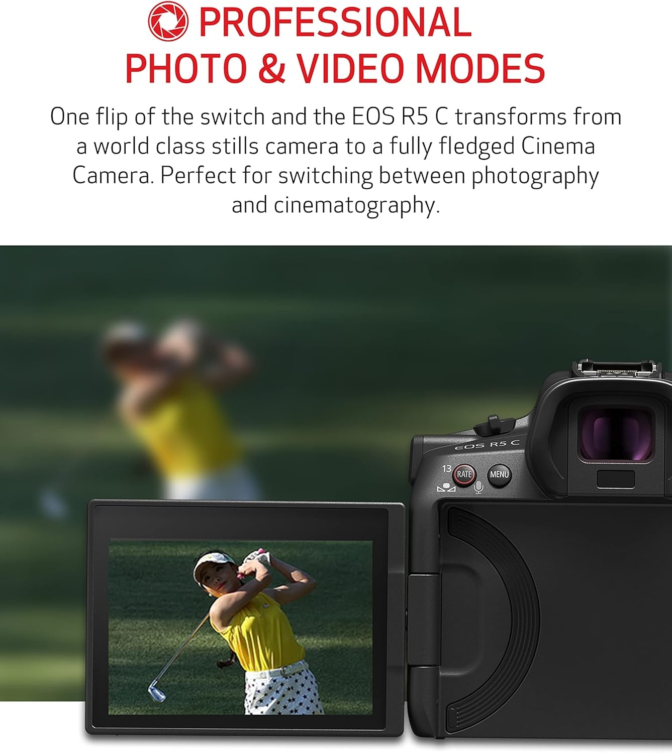 image:imageCanon EOS R5 C RF24105mm F4 L is USM Lens Kit 8K60P FF Sensor Pro CinemaPhoto Camera RF Mount Internal RAW 8K HDMI RAW Out 4K2K Oversampling Compact Lightweight Design Dual Pixel CMOS AFR5 C Body Only