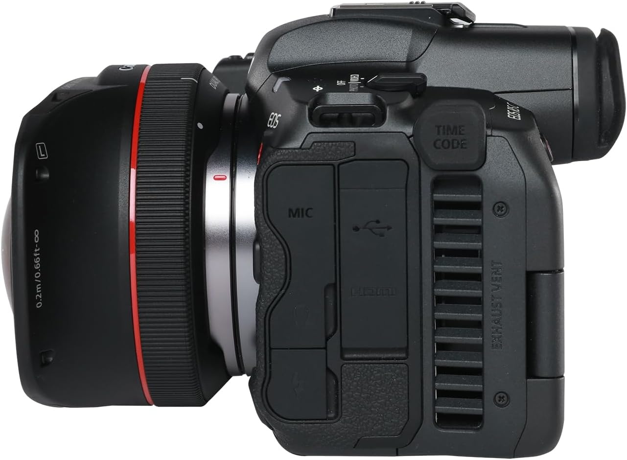 image:imageCanon EOS R5 C RF24105mm F4 L is USM Lens Kit 8K60P FF Sensor Pro CinemaPhoto Camera RF Mount Internal RAW 8K HDMI RAW Out 4K2K Oversampling Compact Lightweight Design Dual Pixel CMOS AFR5 C VR Content Creator Kit RF52mm F28 L Dual Fisheye Lens