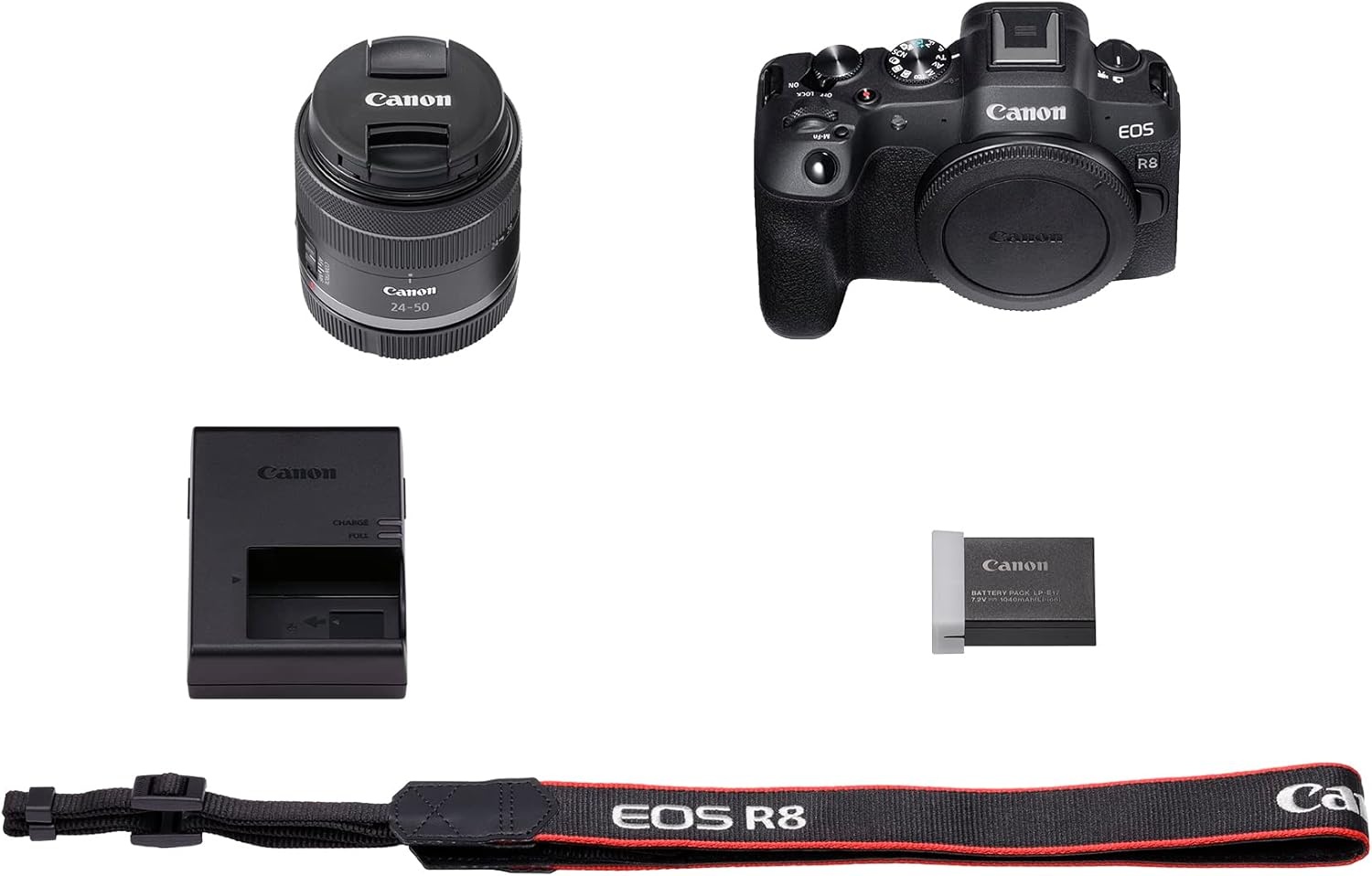 image:imageCanon EOS R8 Mirrorless Camera with RF 2450mm f4563 is STM Lens BlackEOS R8 wRF2450mm