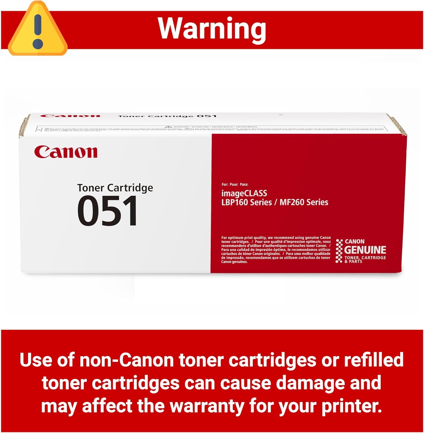 image:imageCanon Genuine 051 Black Toner Cartridge Compatible with LBP162dw MF264dw MF267dw MF269dw MF269dw VPCanon GENUINE Toner Black Standard