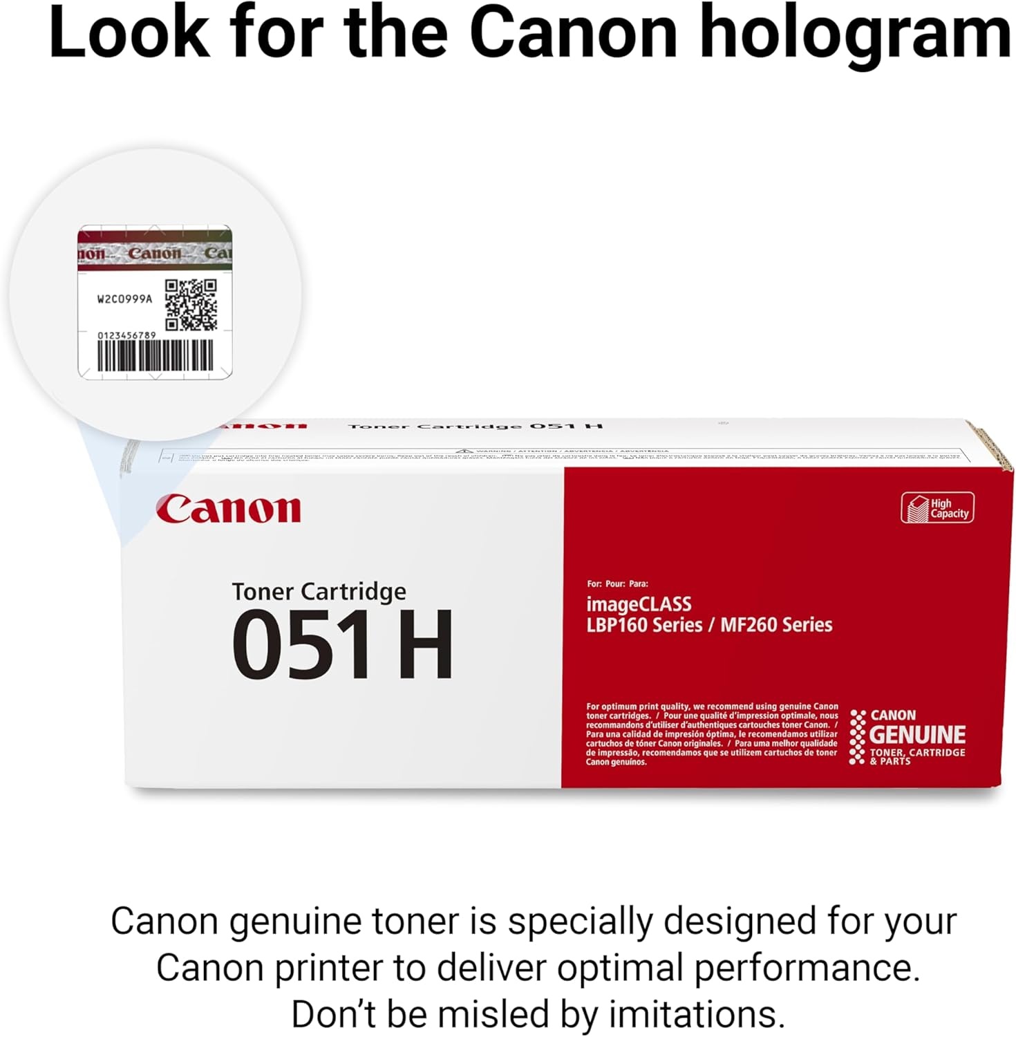 image:imageCanon Genuine 051 Black Toner Cartridge High Capacity Compatible with LBP162dw MF264dw MF267dw MF269dw MF269dw VPToner
