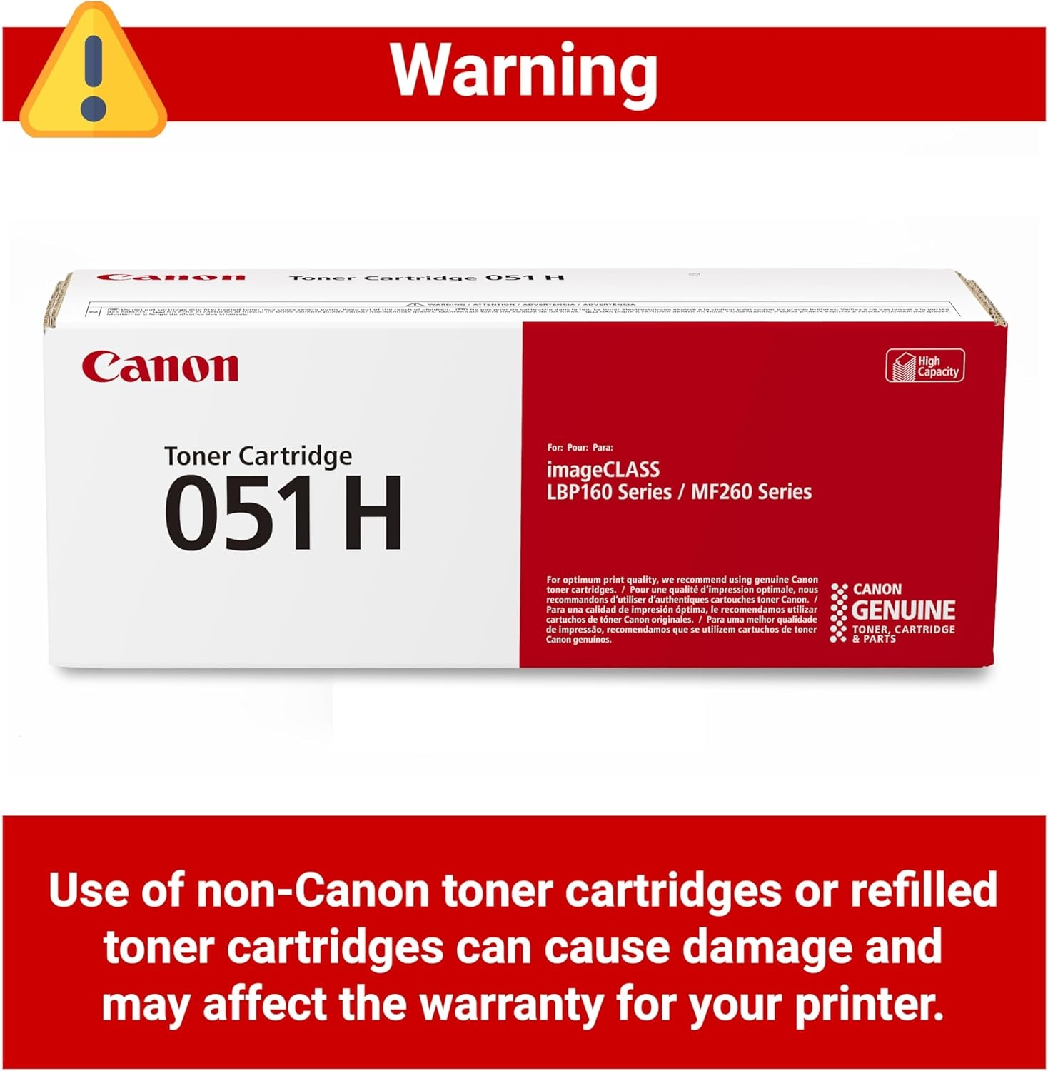 image:imageCanon Genuine 051 Black Toner Cartridge High Capacity Compatible with LBP162dw MF264dw MF267dw MF269dw MF269dw VPToner